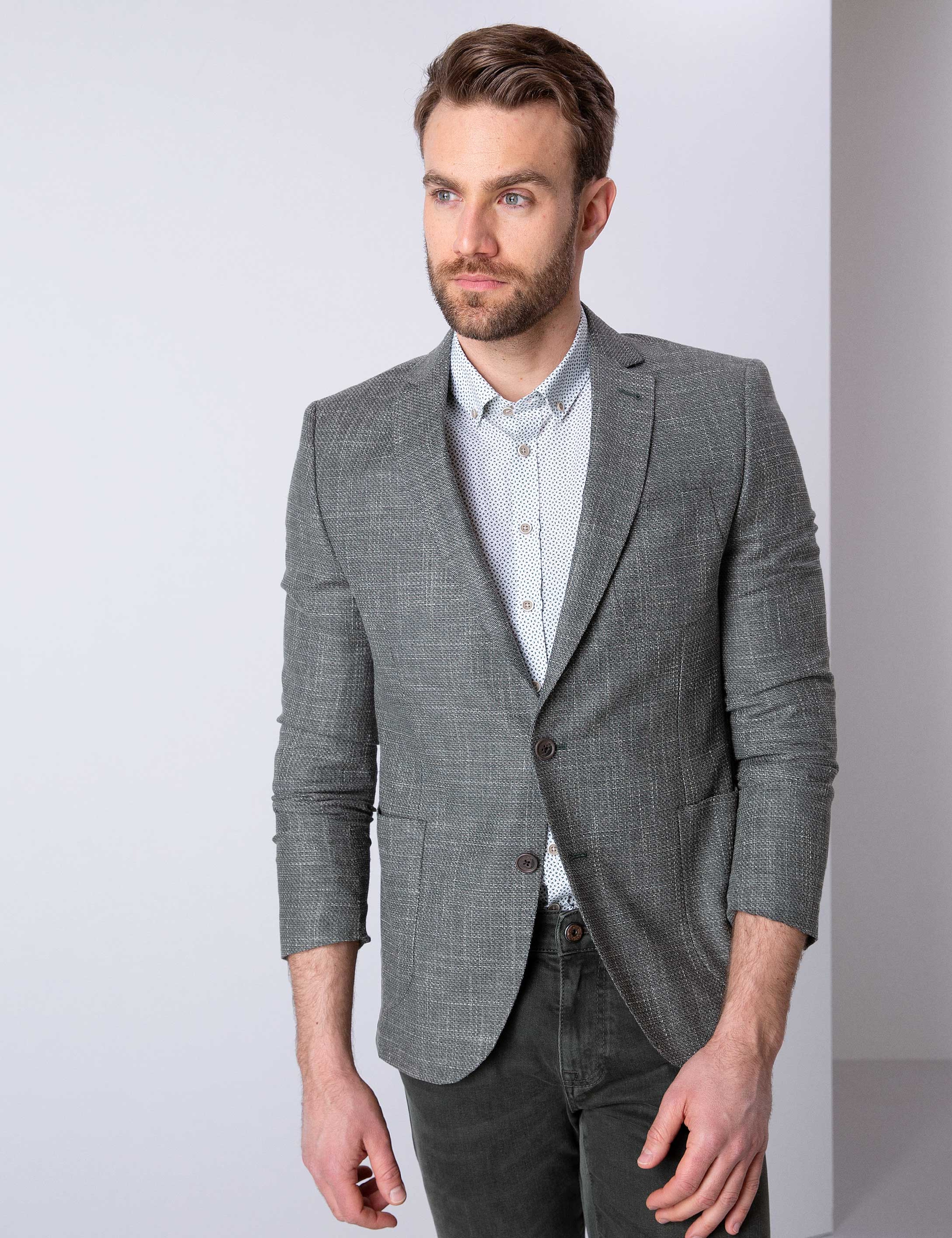 Koyu Yeşil Ekstra Slim Fit Ceket - Image 1