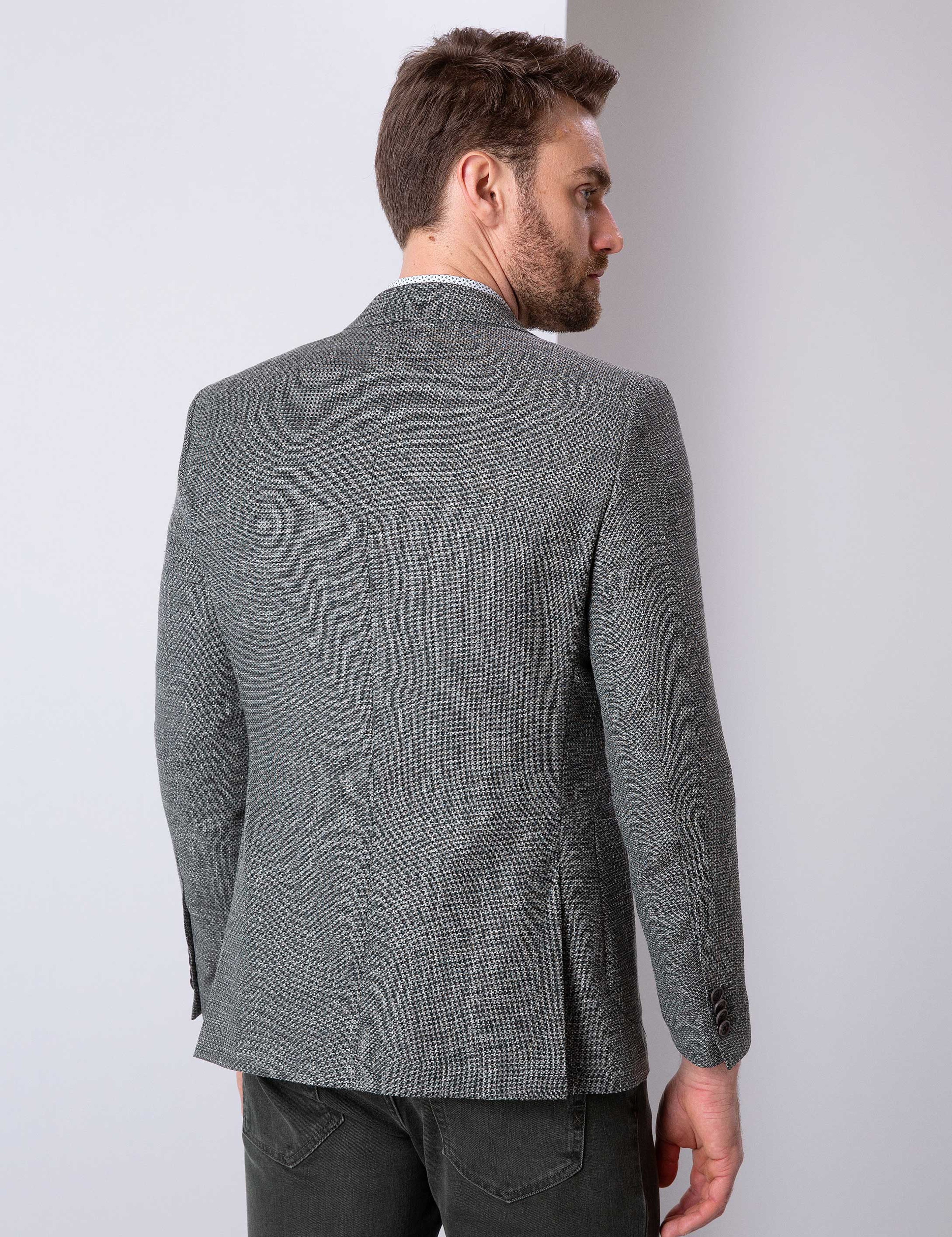 Koyu Yeşil Ekstra Slim Fit Ceket - Image 4