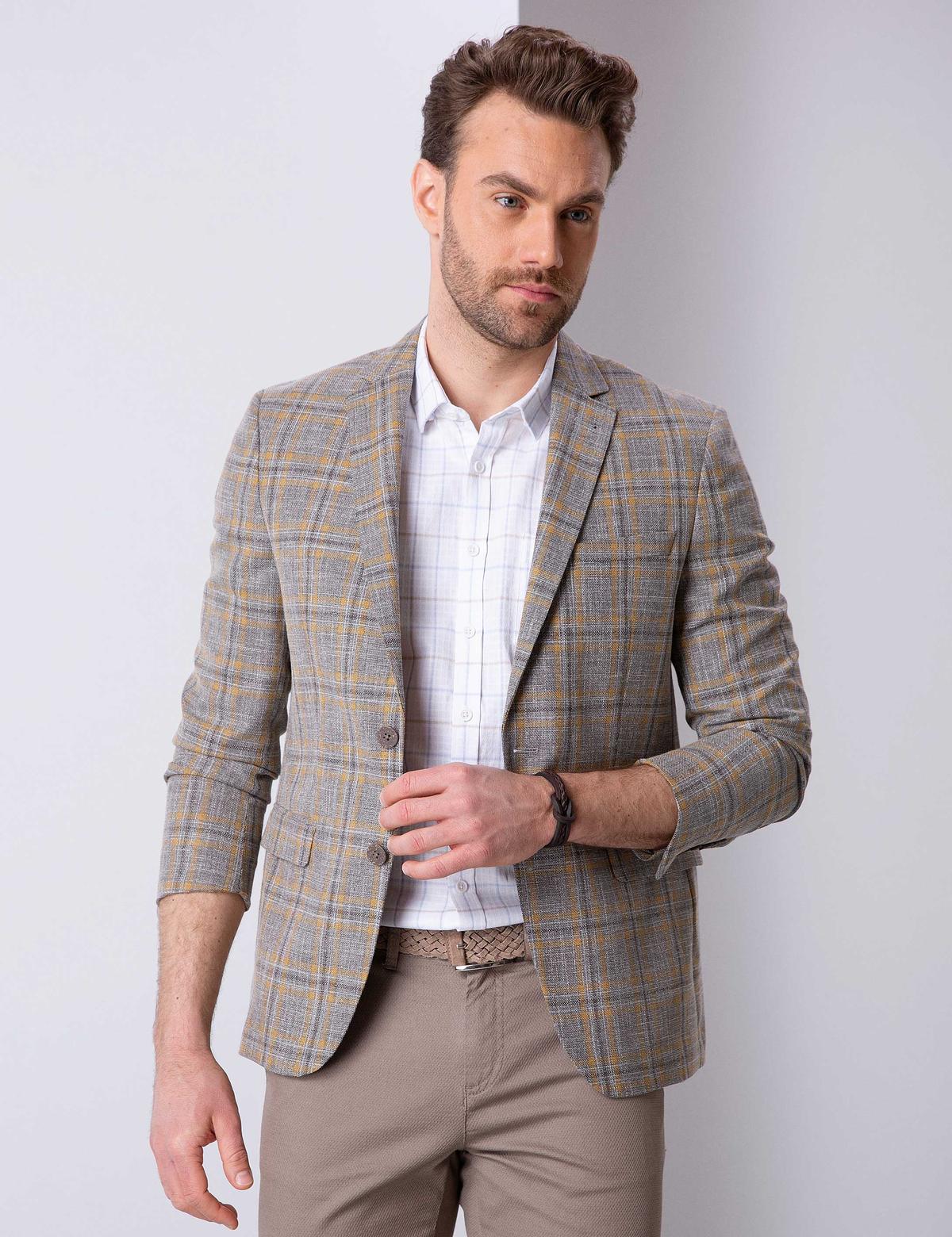 Kahverengi Slim Fit Ceket