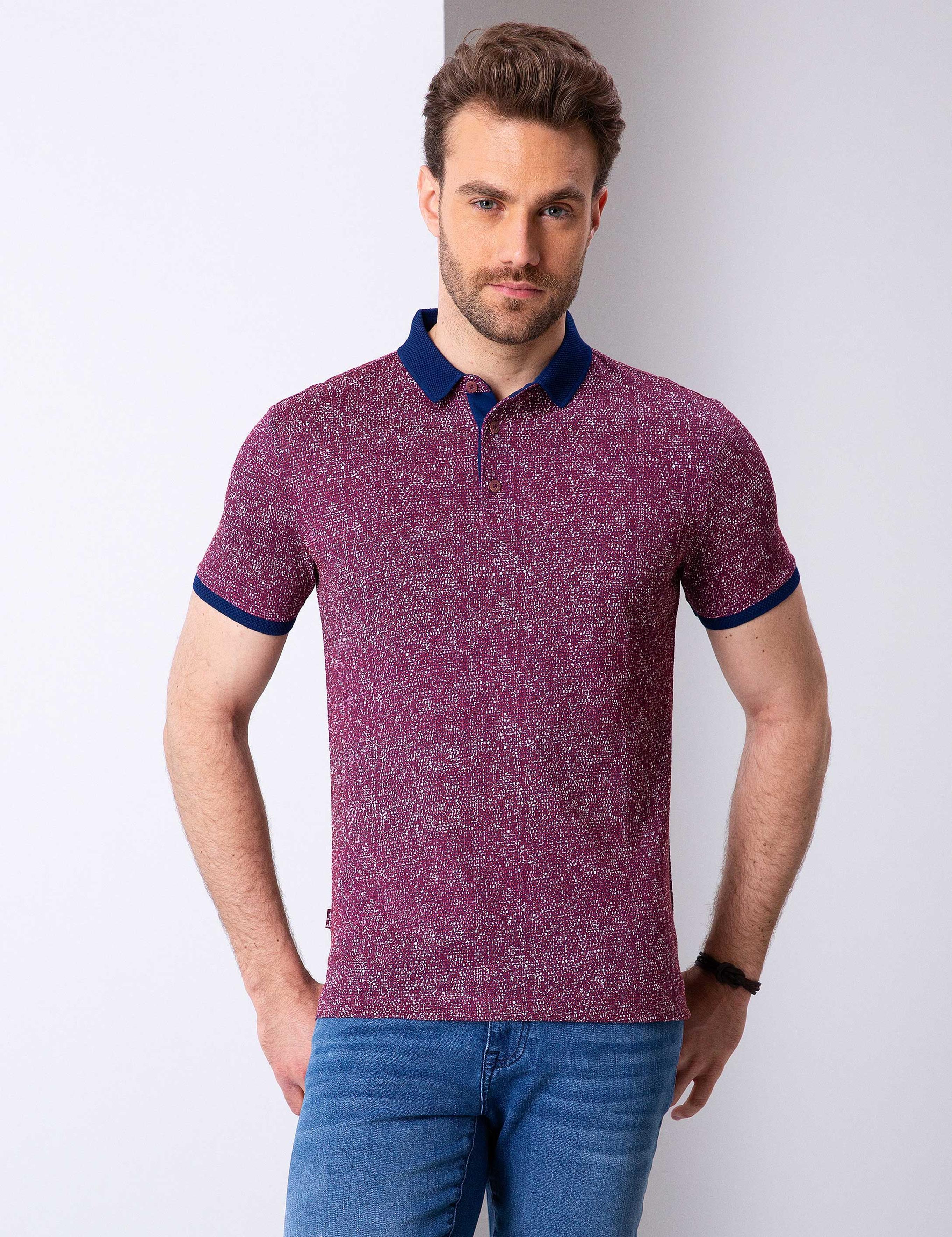 Bordo Slim Fit Polo Yaka Tişört