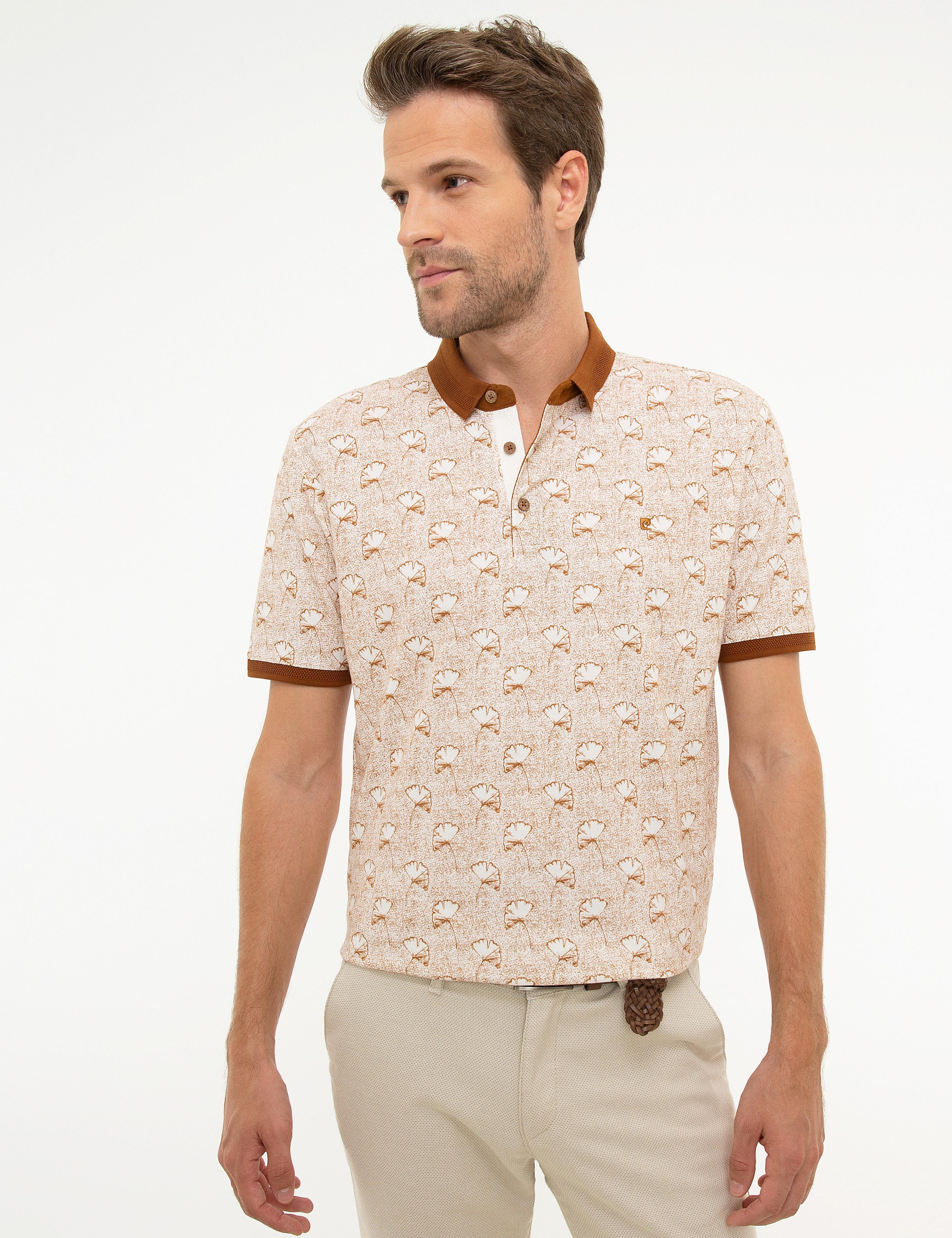 Açık Kahverengi Slim Fit %100 Pamuk Polo Yaka T-Shirt