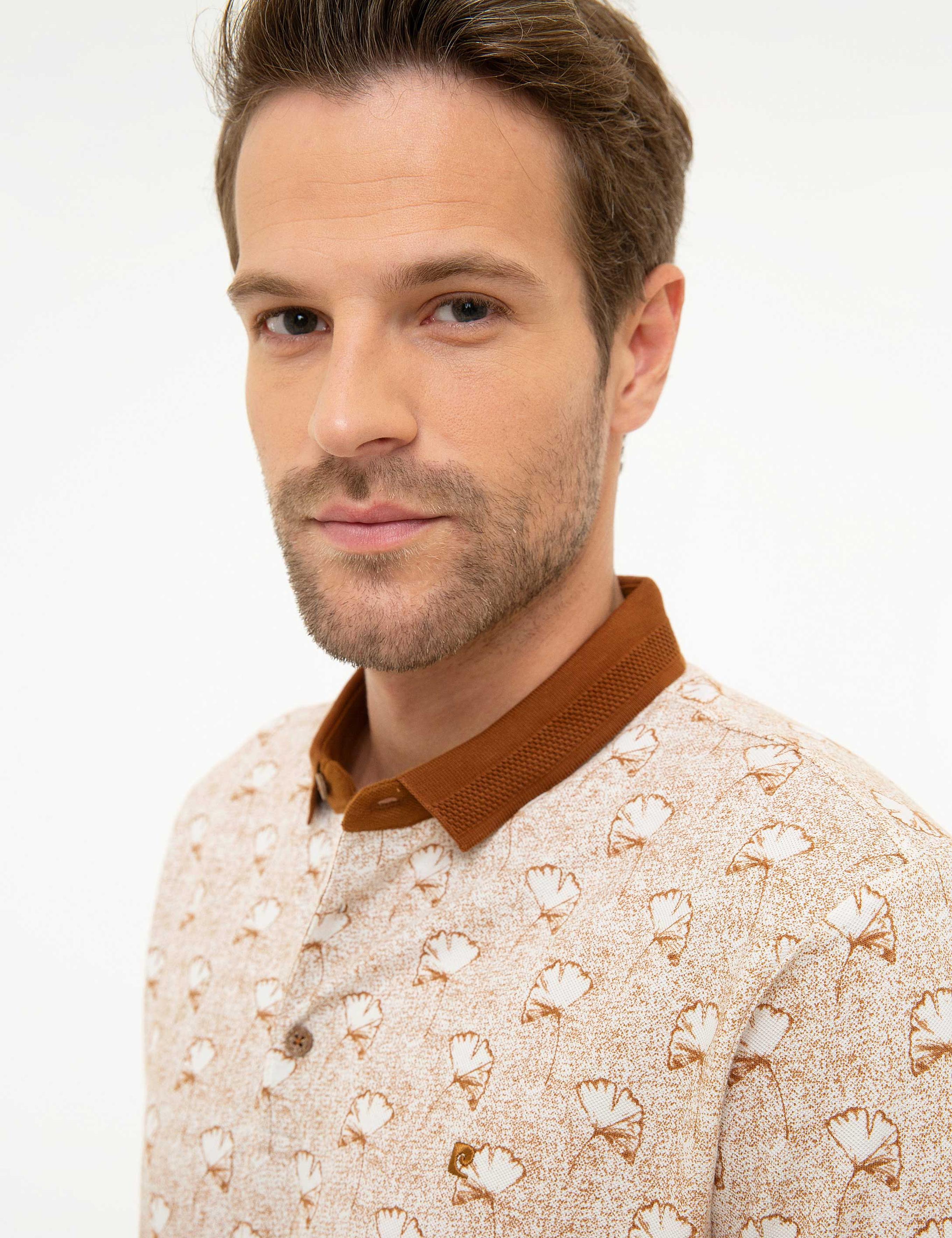 Açık Kahverengi Slim Fit Polo Yaka Tişört