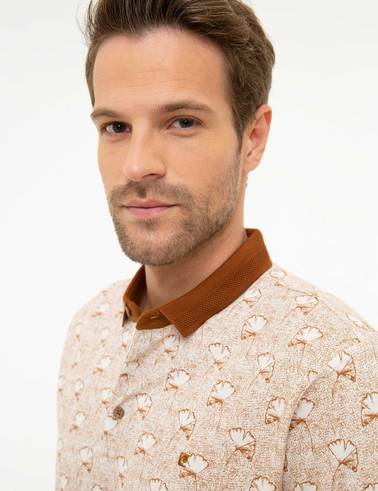 Açık Kahverengi Slim Fit %100 Pamuk Polo Yaka T-Shirt