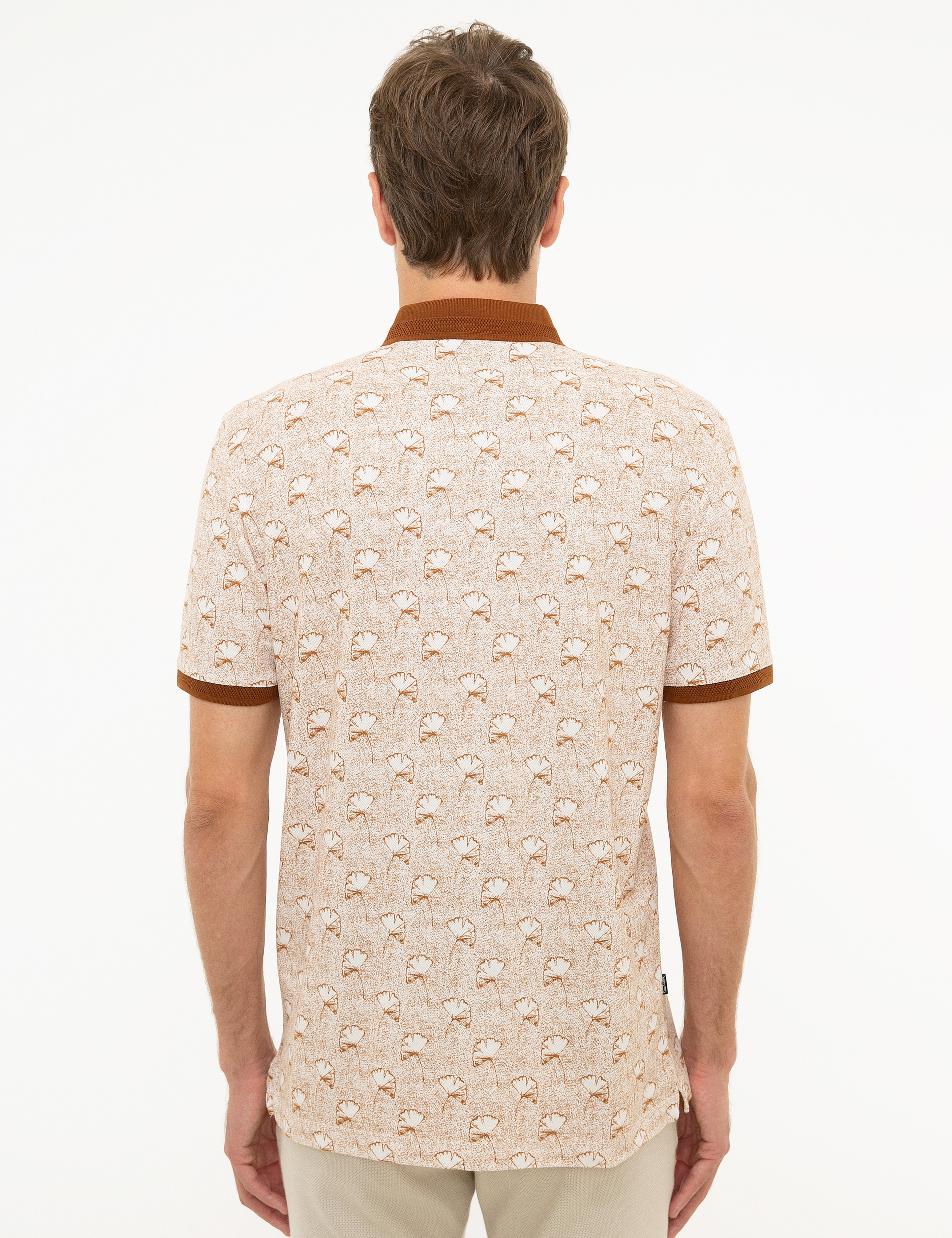 Açık Kahverengi Slim Fit %100 Pamuk Polo Yaka T-Shirt - Image 3
