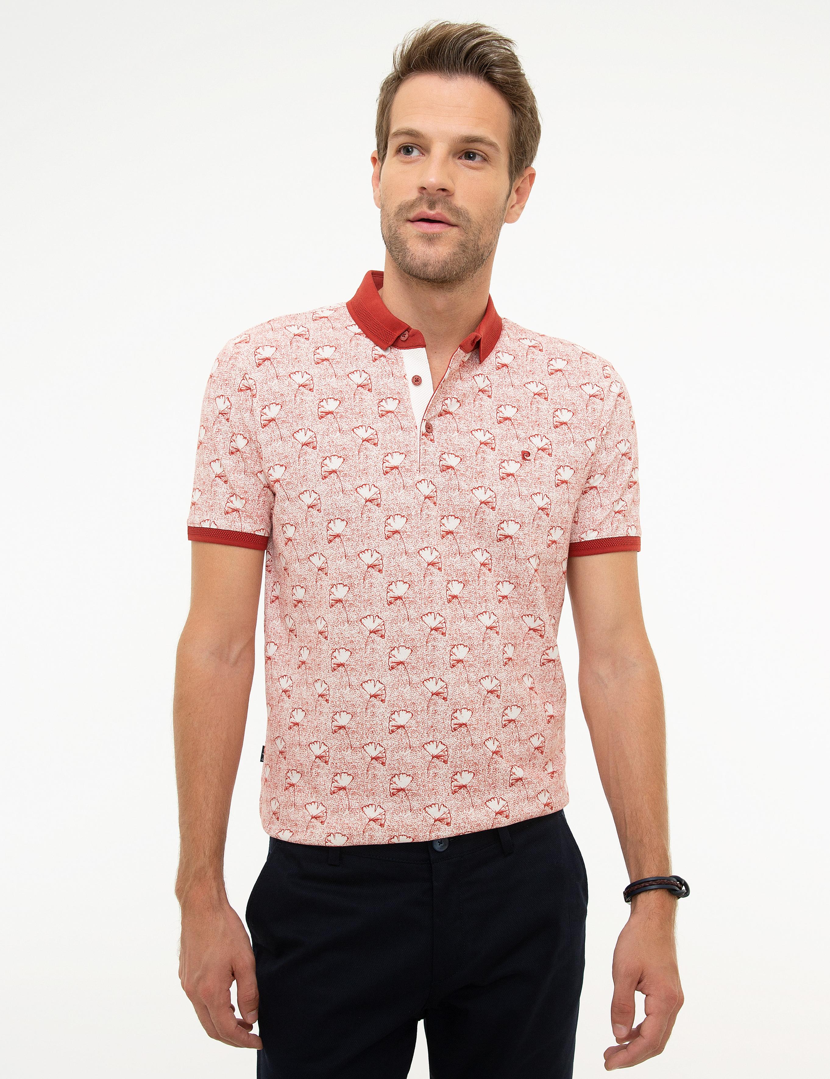 Kiremit Slim Fit Desenli Polo Yaka Tişört