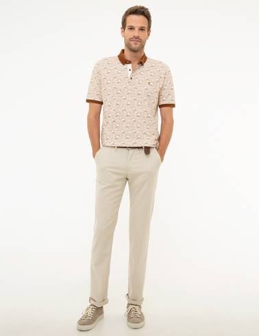 Açık Kahverengi Slim Fit %100 Pamuk Polo Yaka T-Shirt