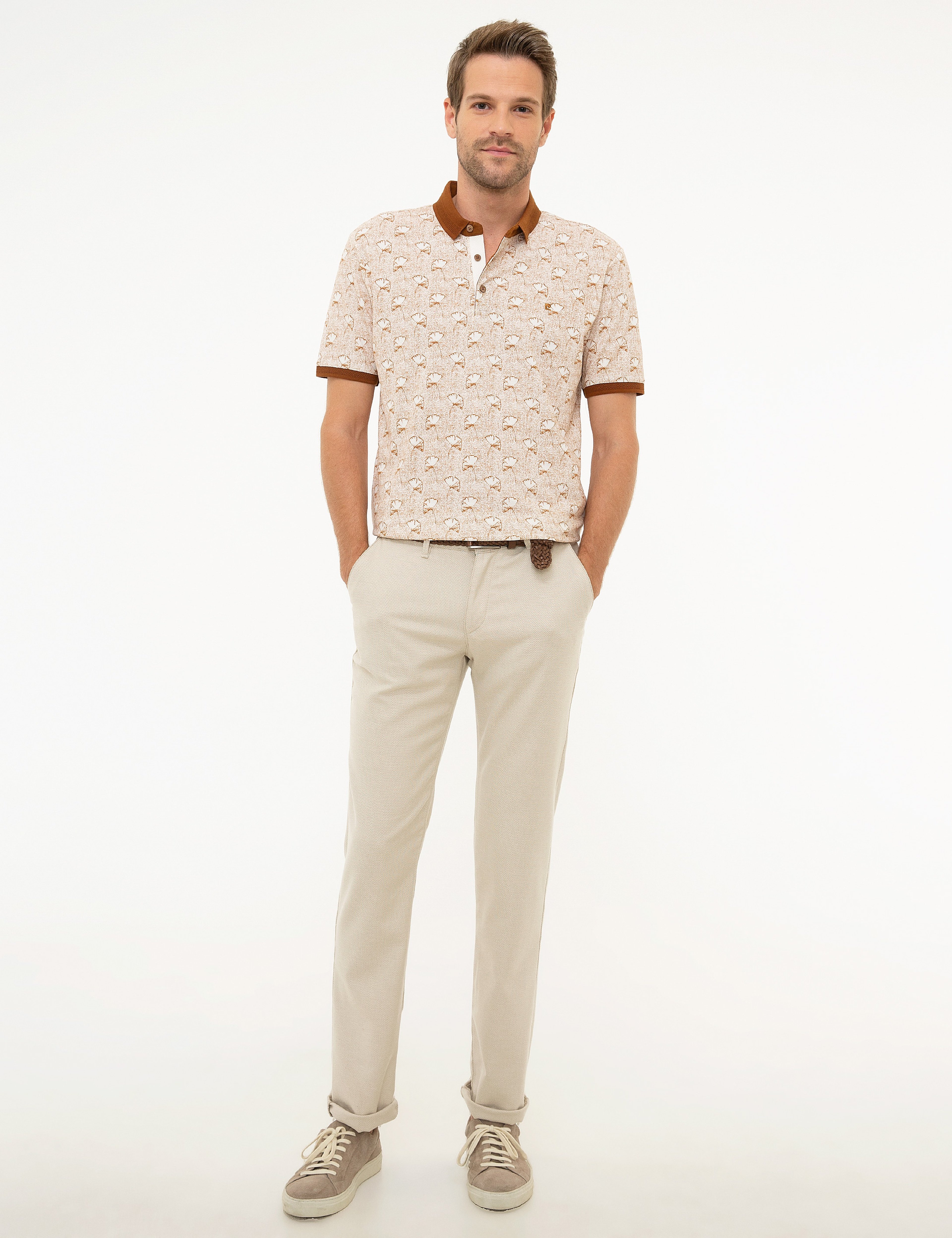 Açık Kahverengi Slim Fit %100 Pamuk Polo Yaka T-Shirt