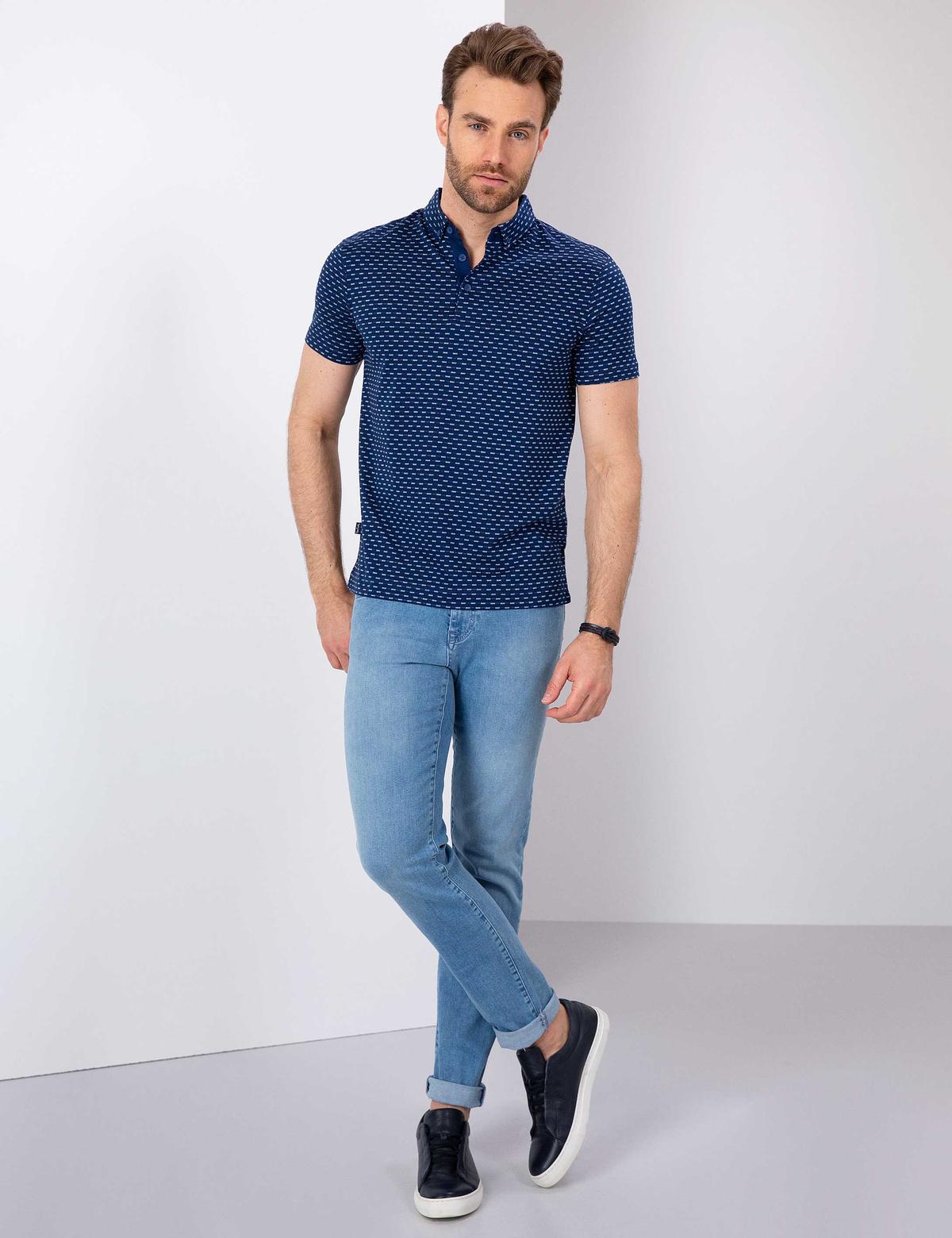 Lacivert Slim Fit Polo Yaka T-Shirt - 50200630002
