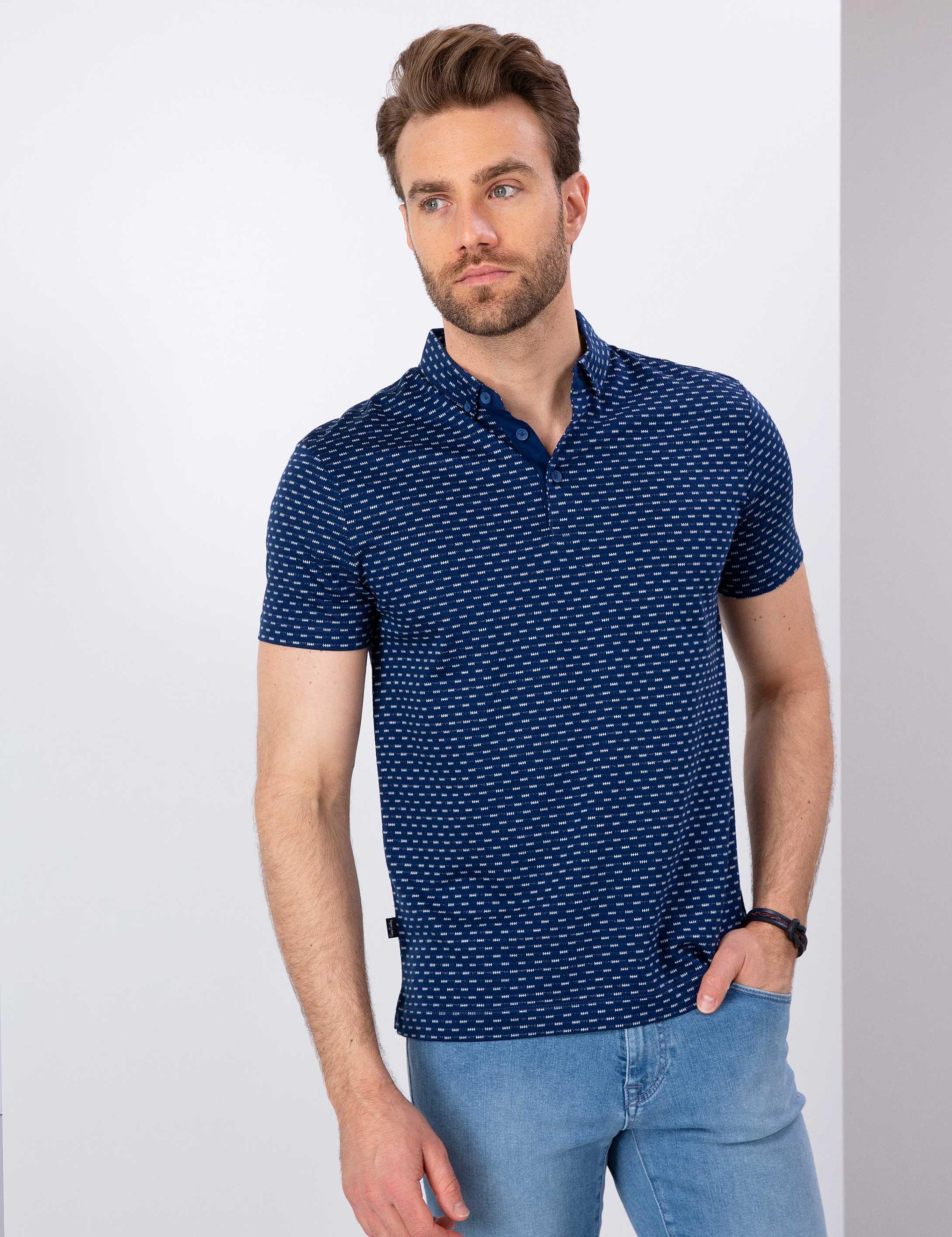 Lacivert Slim Fit Polo Yaka T-Shirt