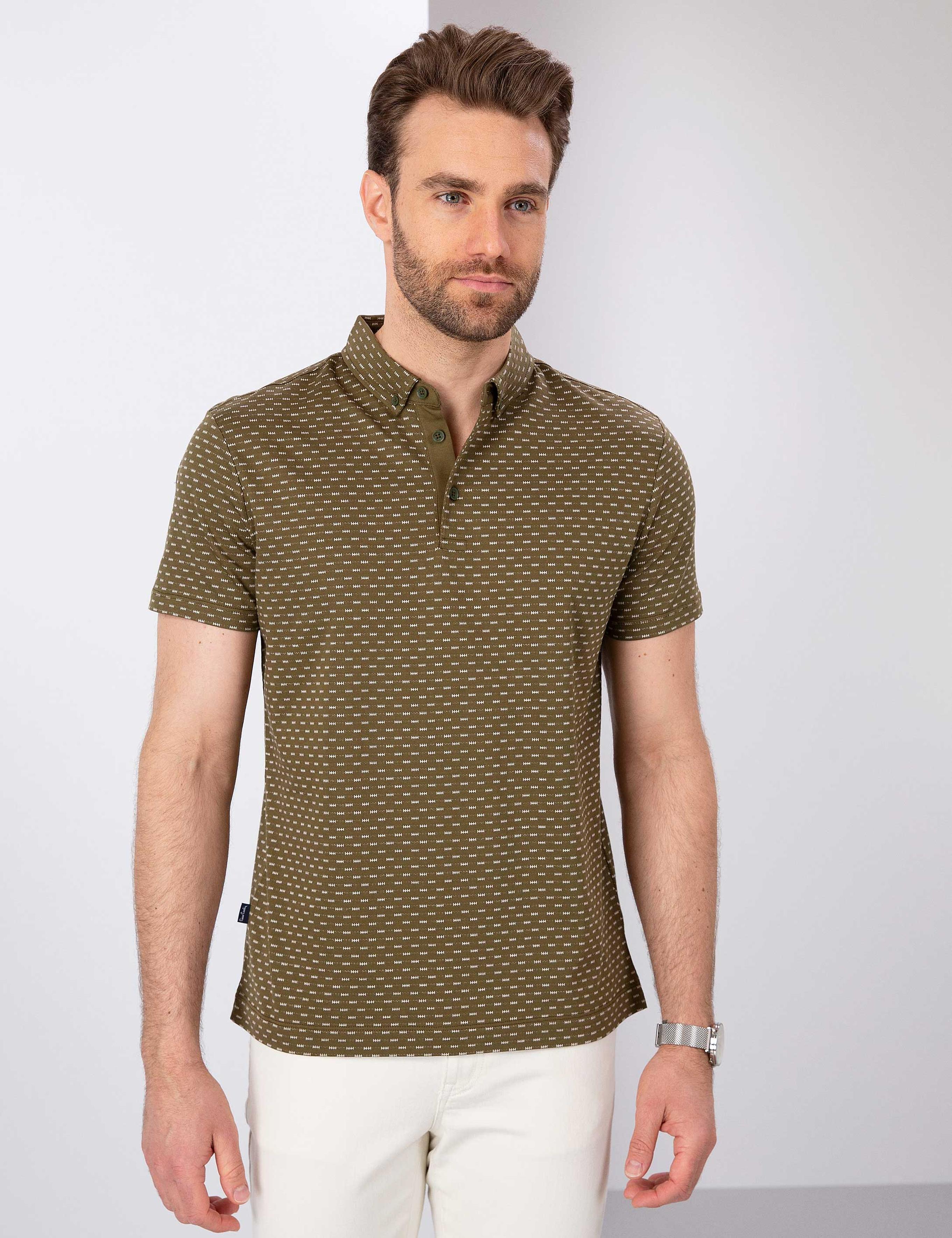 Haki Slim Fit Polo Yaka T-Shirt