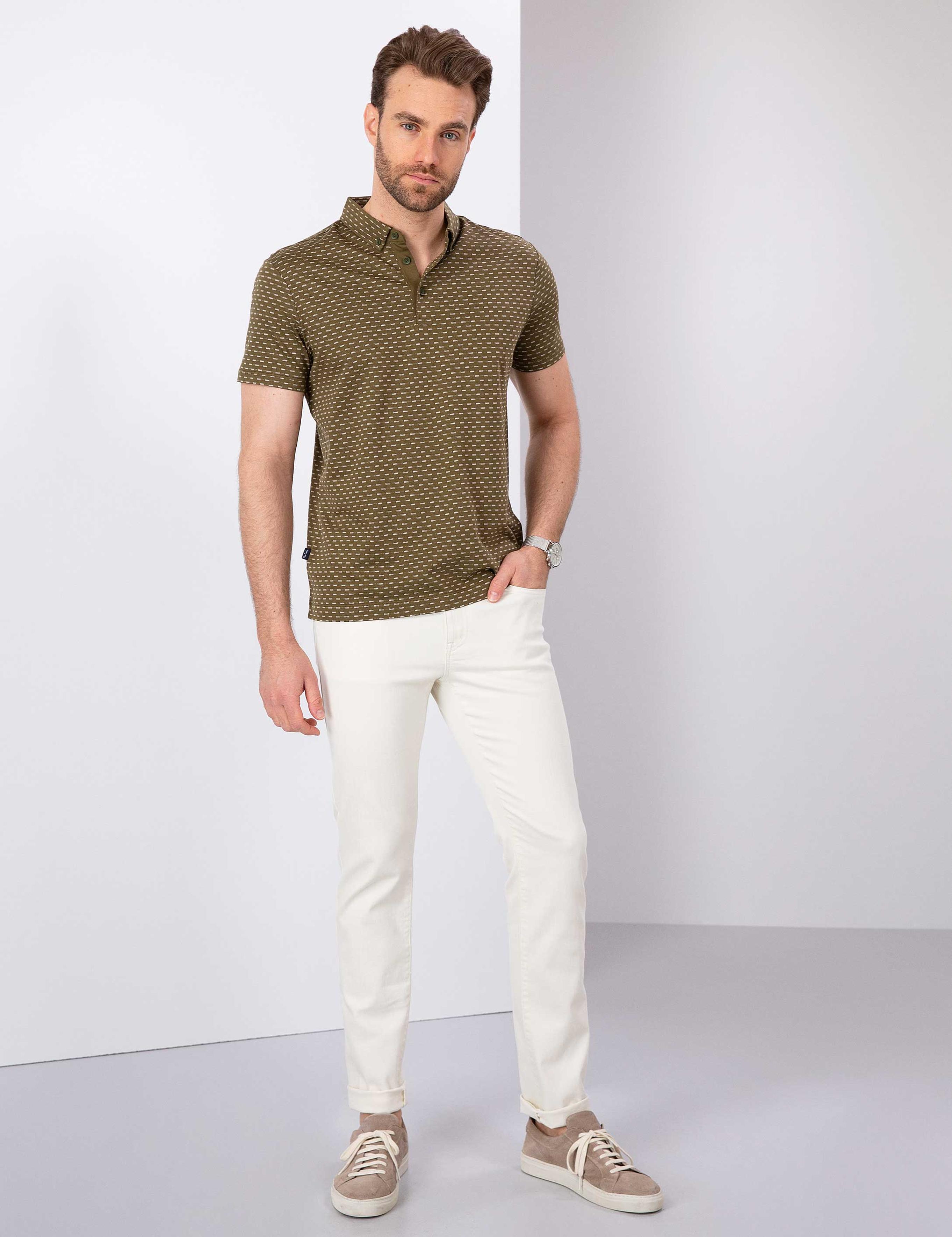 Haki Slim Fit Polo Yaka T-Shirt