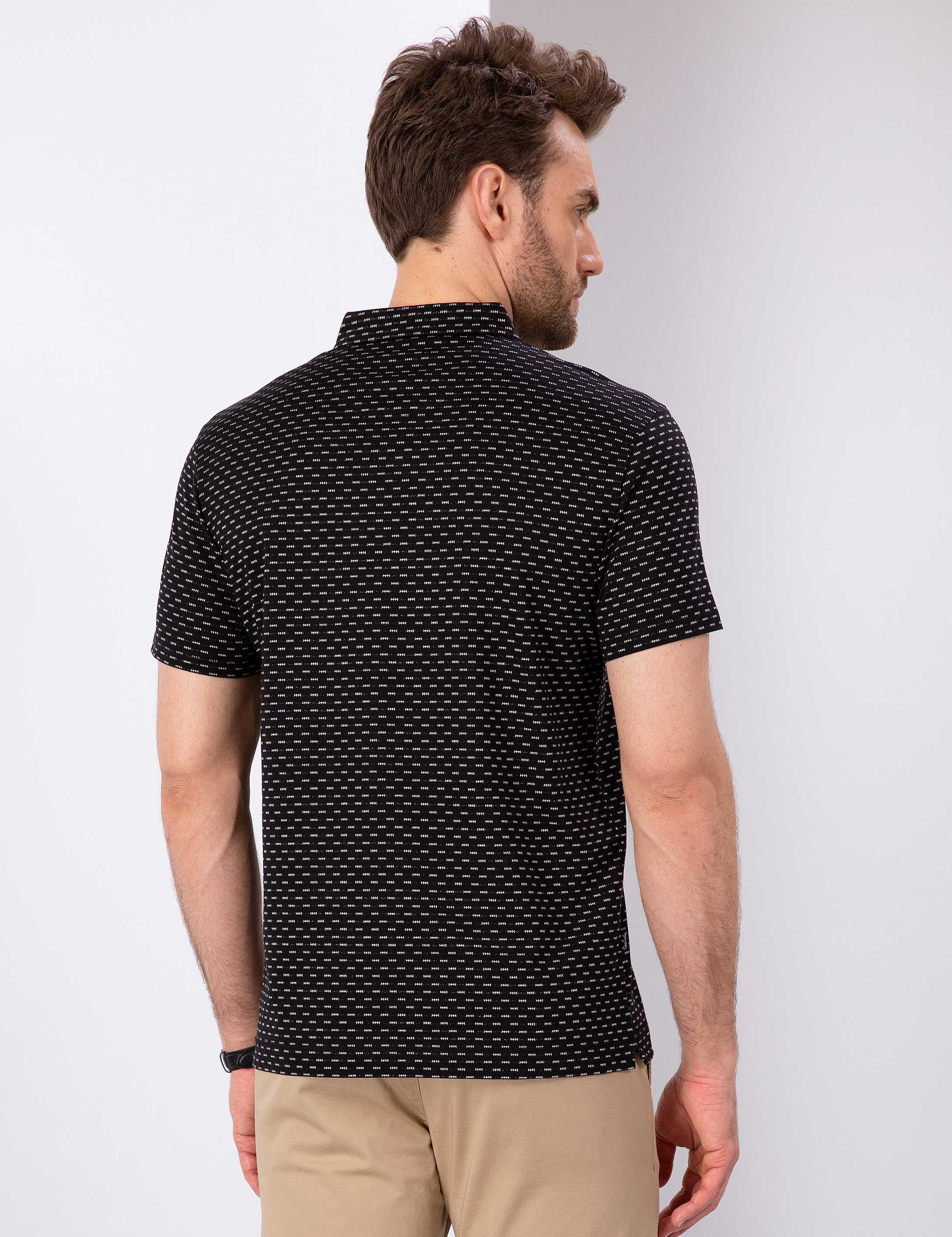Siyah Slim Fit Polo Yaka T-Shirt - Image 3