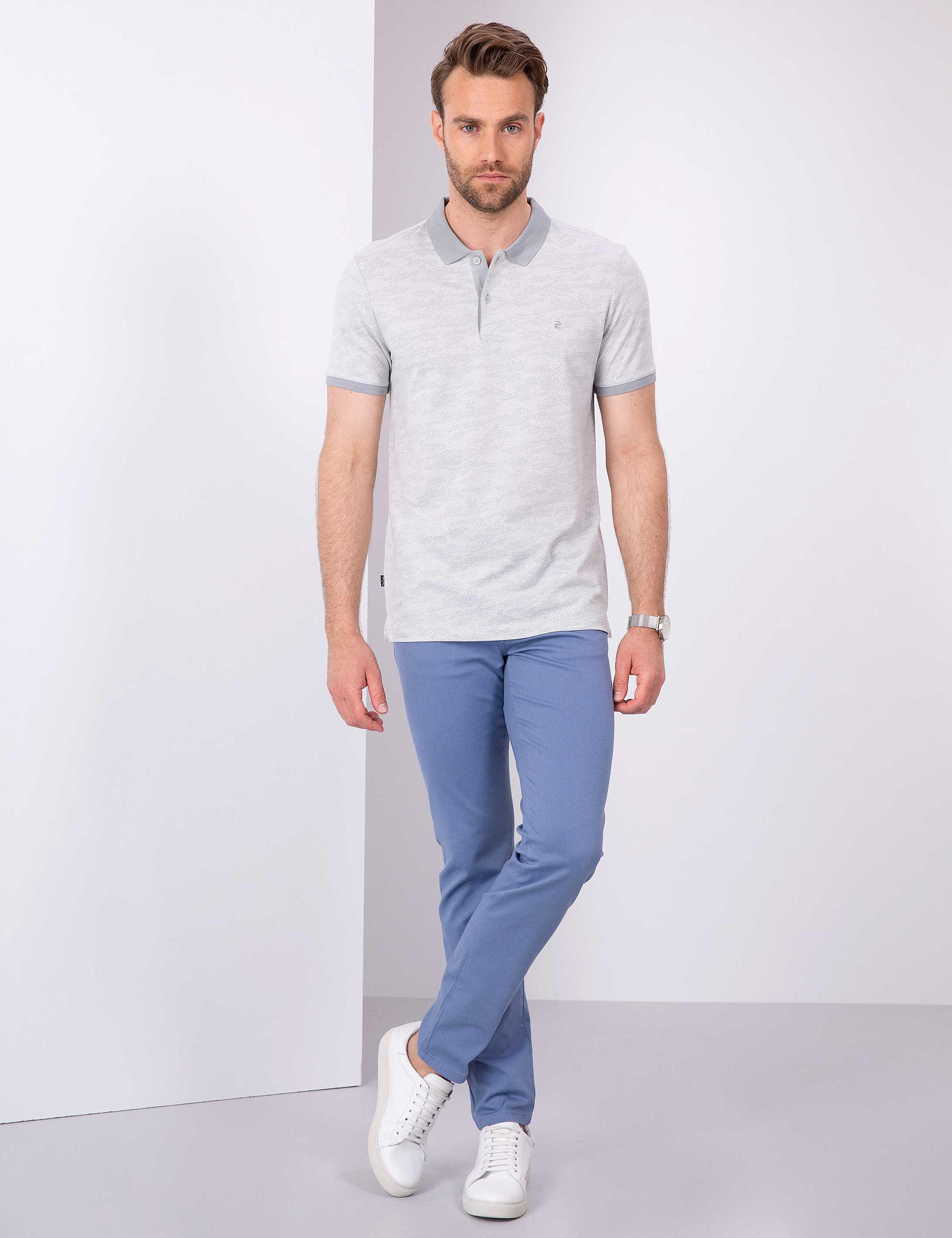 Gri Slim Fit Polo Yaka T-Shirt