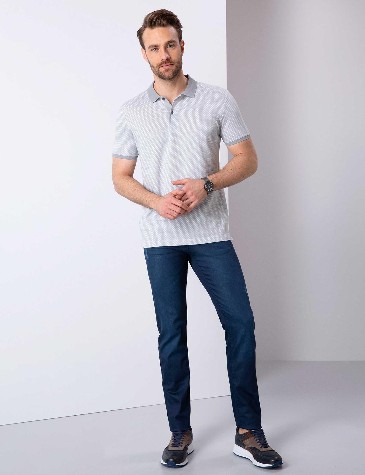 Gri Slim Fit Polo Yaka T-Shirt - 50200658035