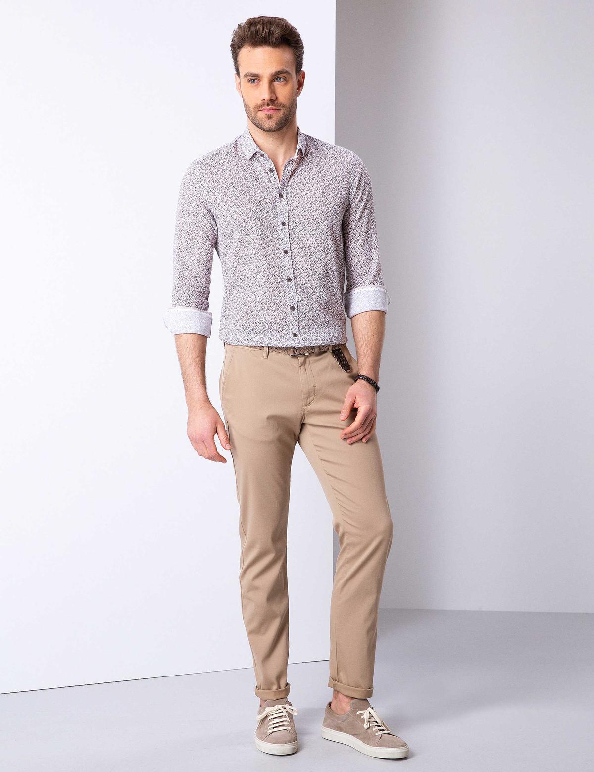 Kahverengi Slim Fit Uzun Kollu Gömlek - 50200708019