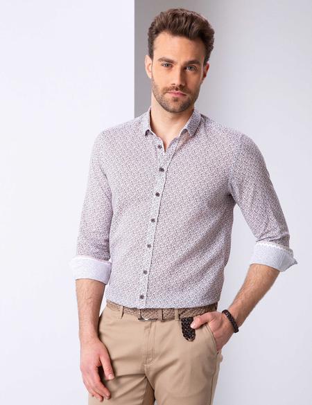 Kahverengi Slim Fit Uzun Kollu Gömlek - 50200708019