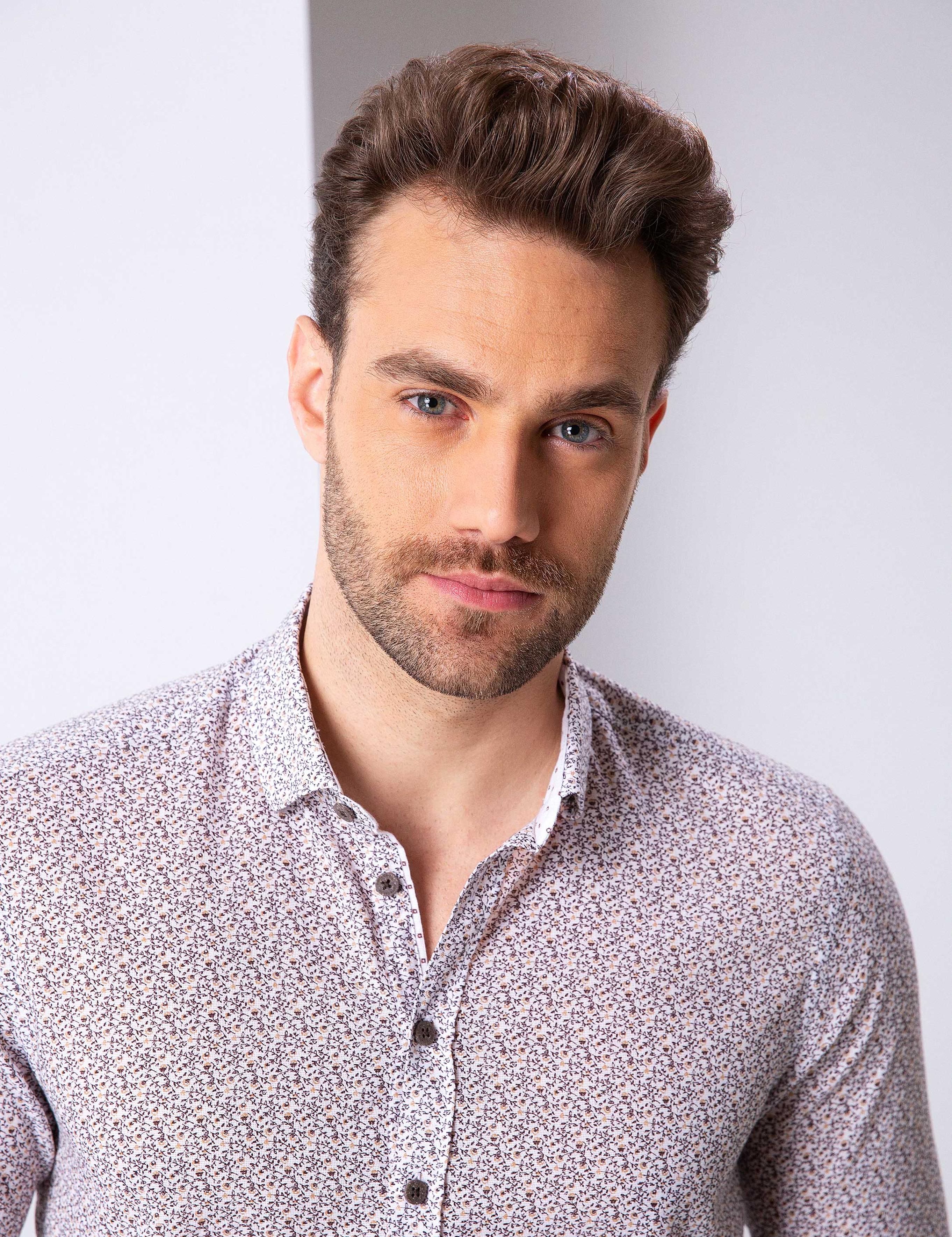 Kahverengi Slim Fit Uzun Kollu Gömlek