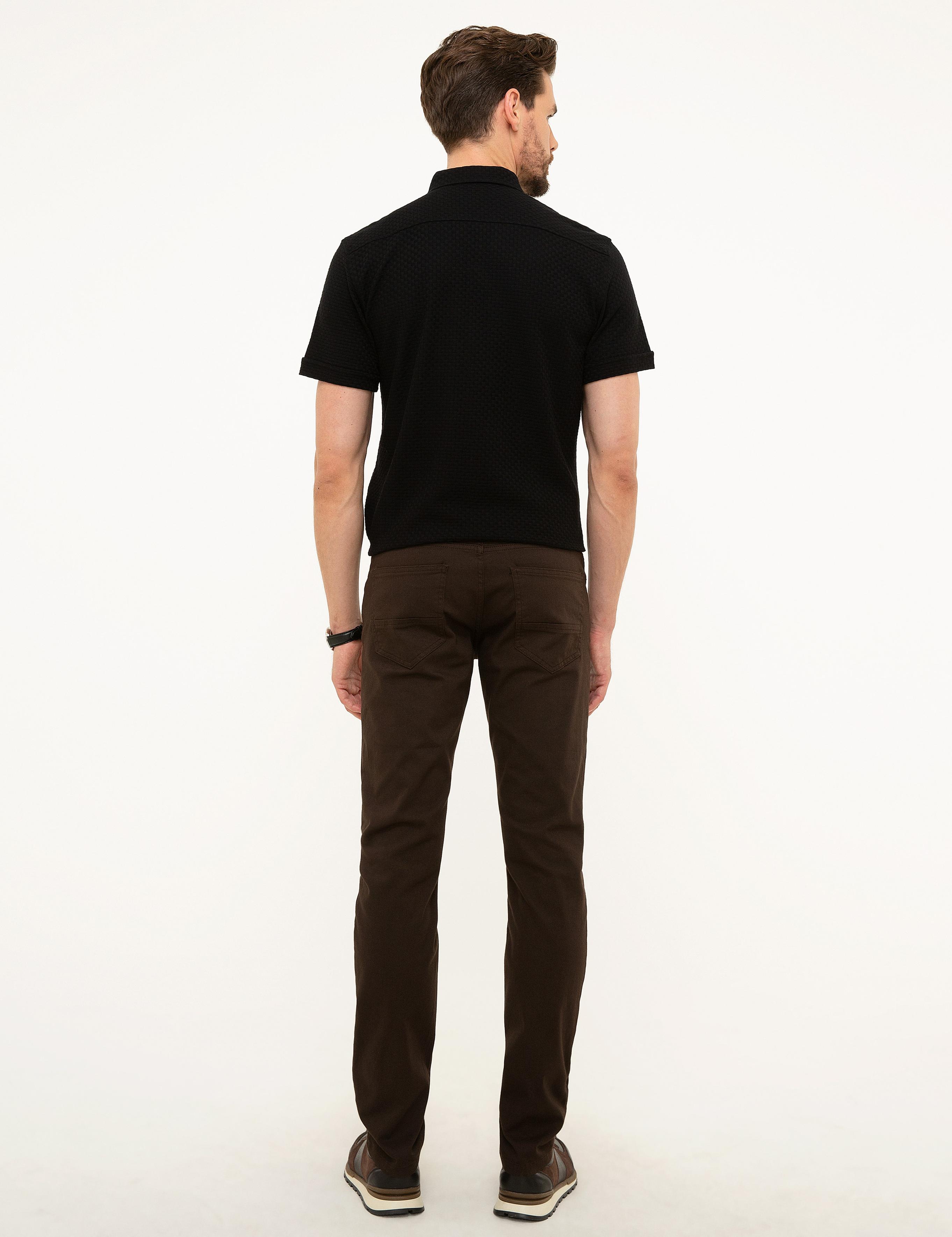 Kahverengi Slim Fit Kanvas Pantolon