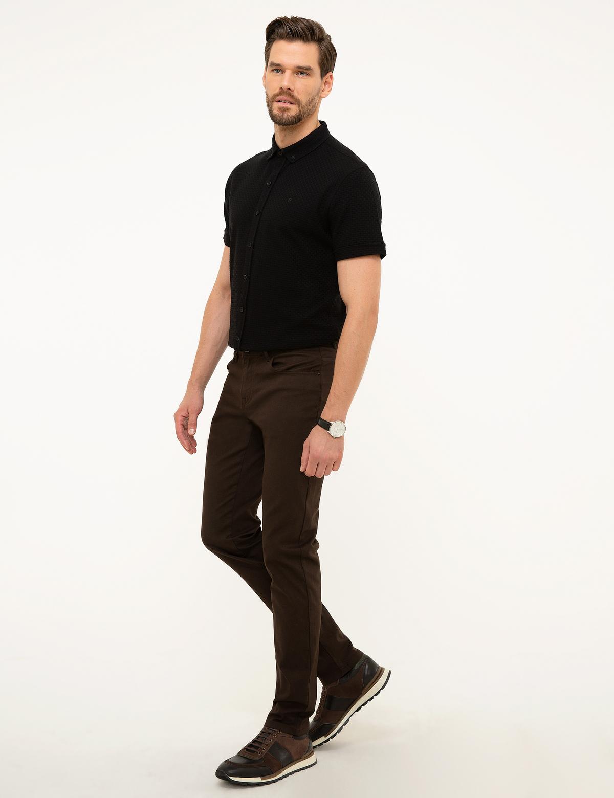 Kahverengi Slim Fit Kanvas Pantolon - 50200825028