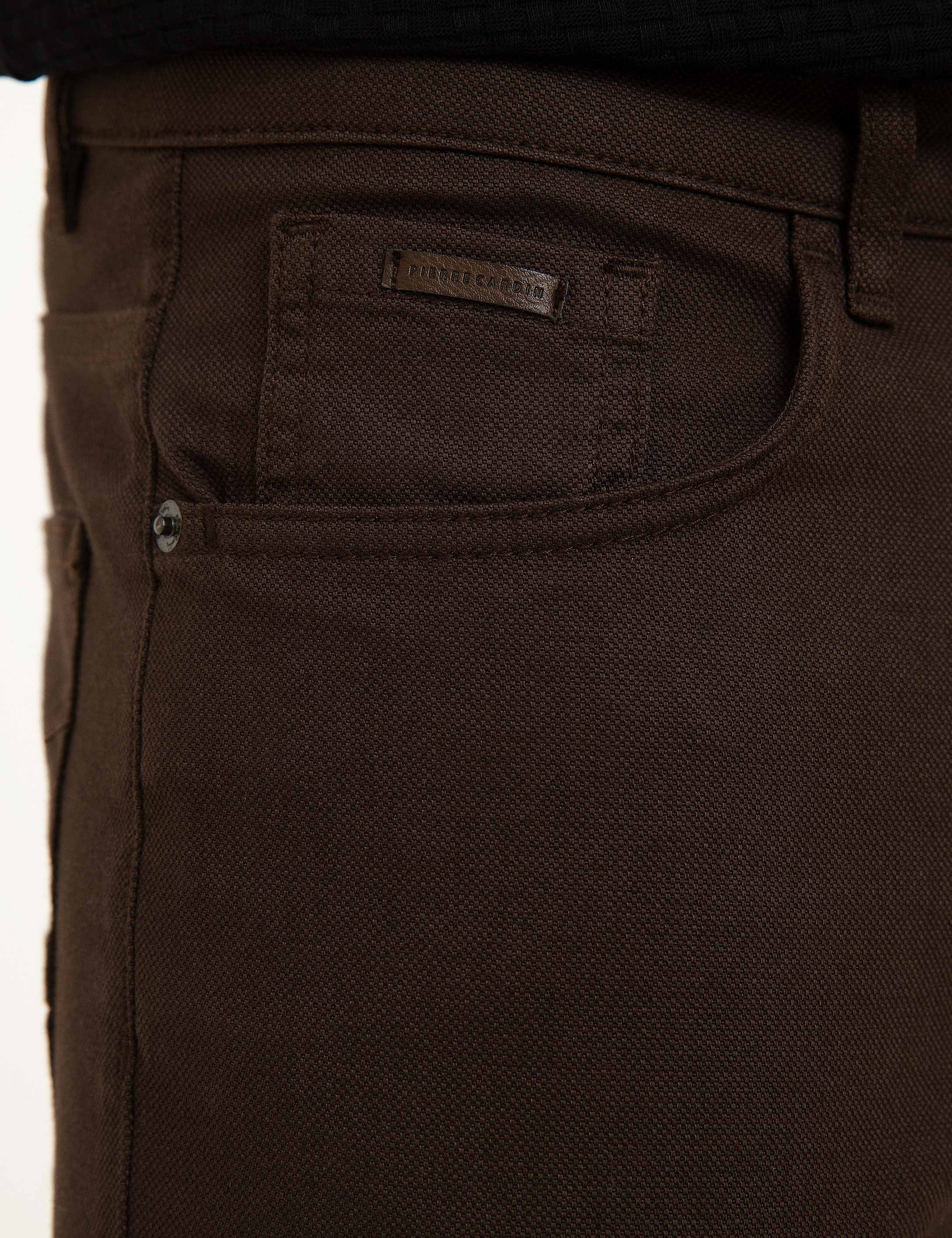 Kahverengi Slim Fit Kanvas Pantolon - Image 4