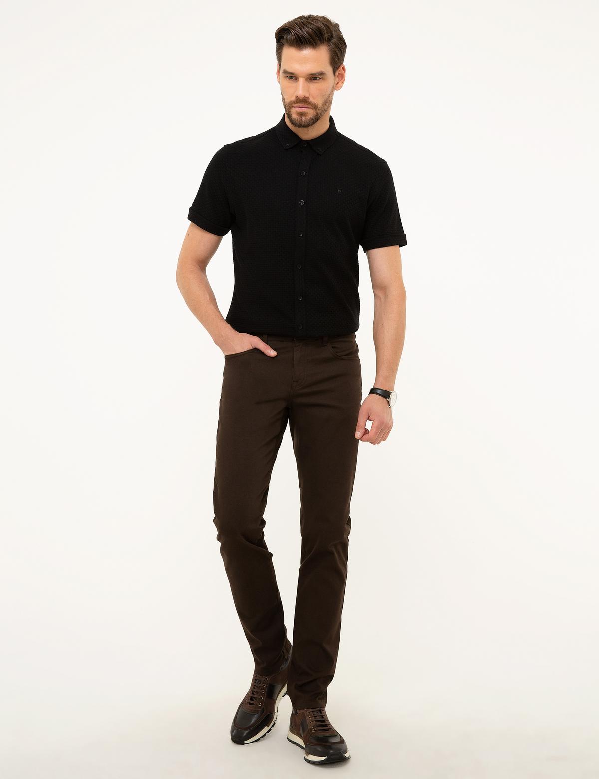 Kahverengi Slim Fit Kanvas Pantolon