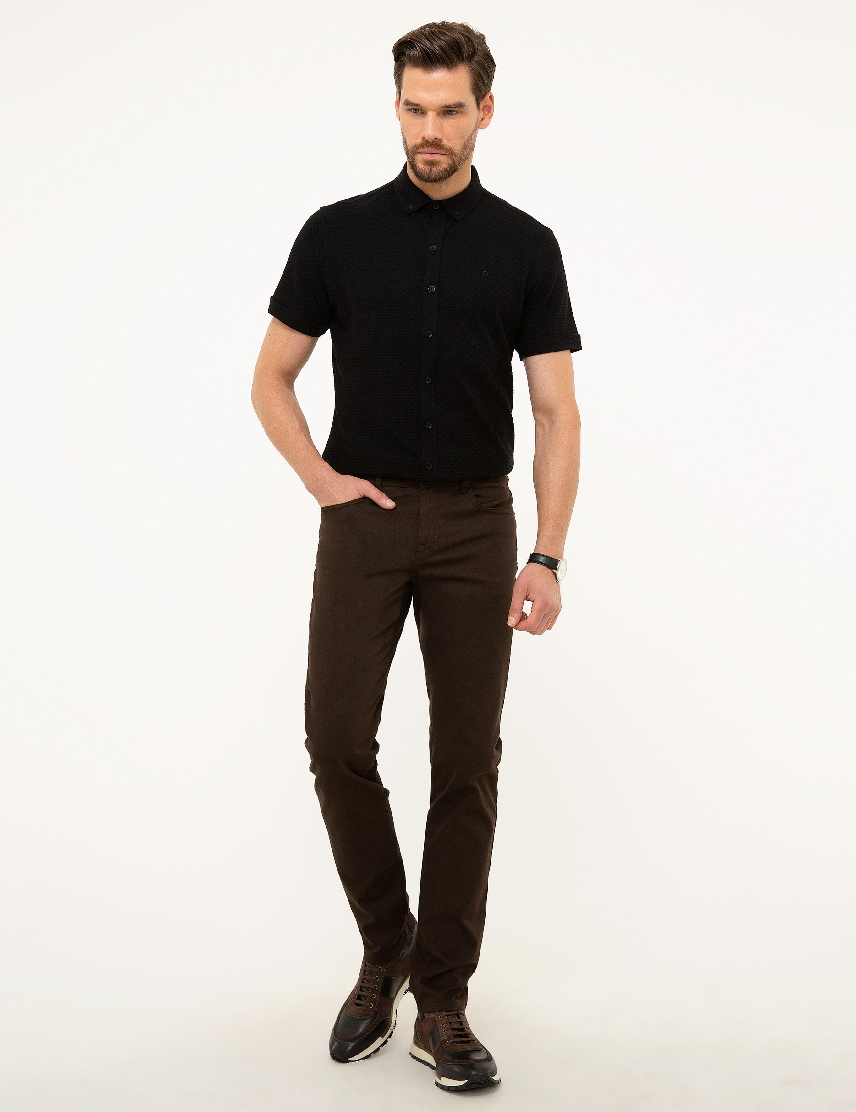 Kahverengi Slim Fit Kanvas Pantolon