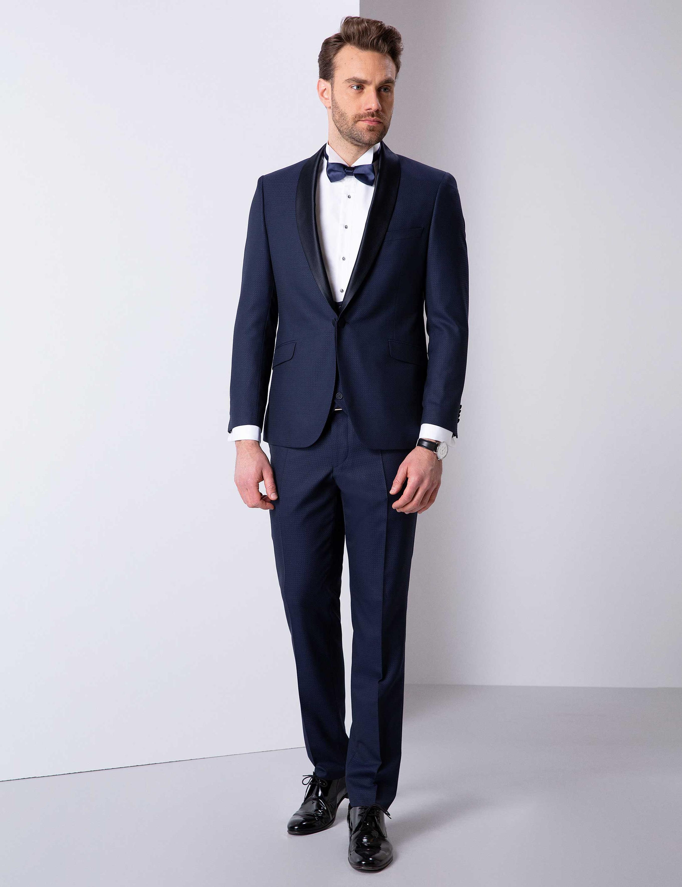 İndigo Yelekli Damatlık Smokin