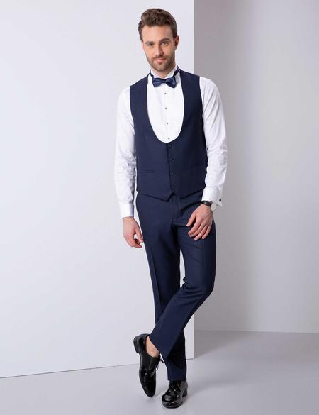 İndigo Yelekli Damatlık Smokin - 50201984017