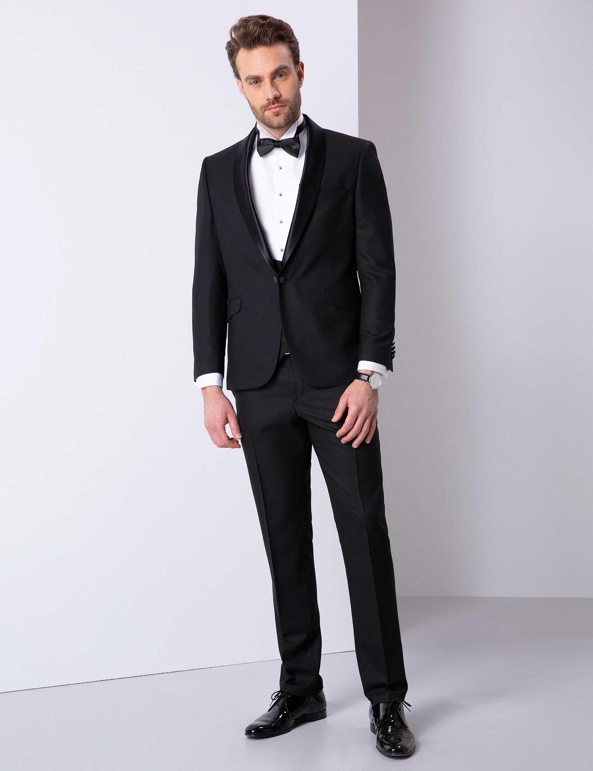 Siyah Slim Fit Smokin