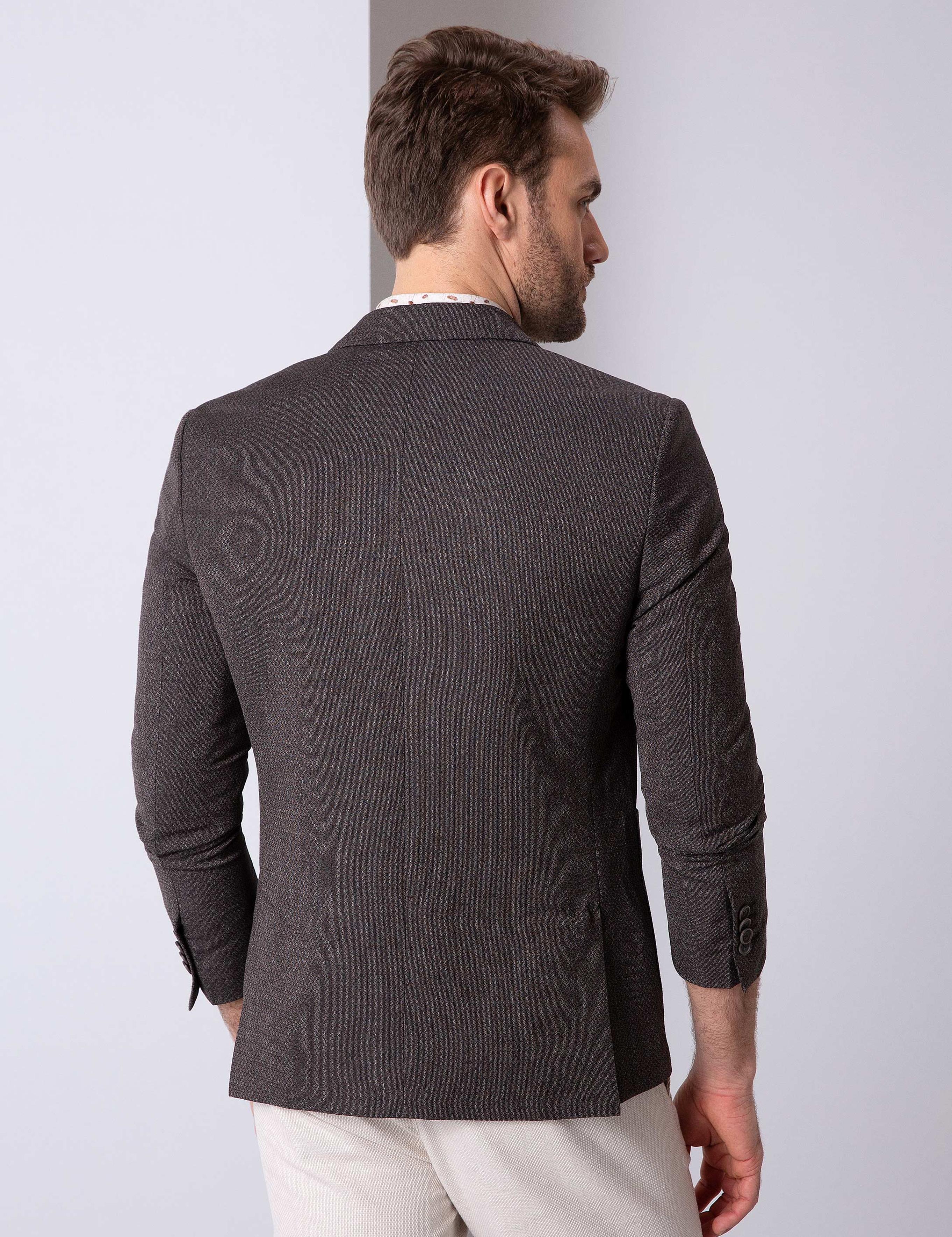 Kahverengi Slim Fit Ceket