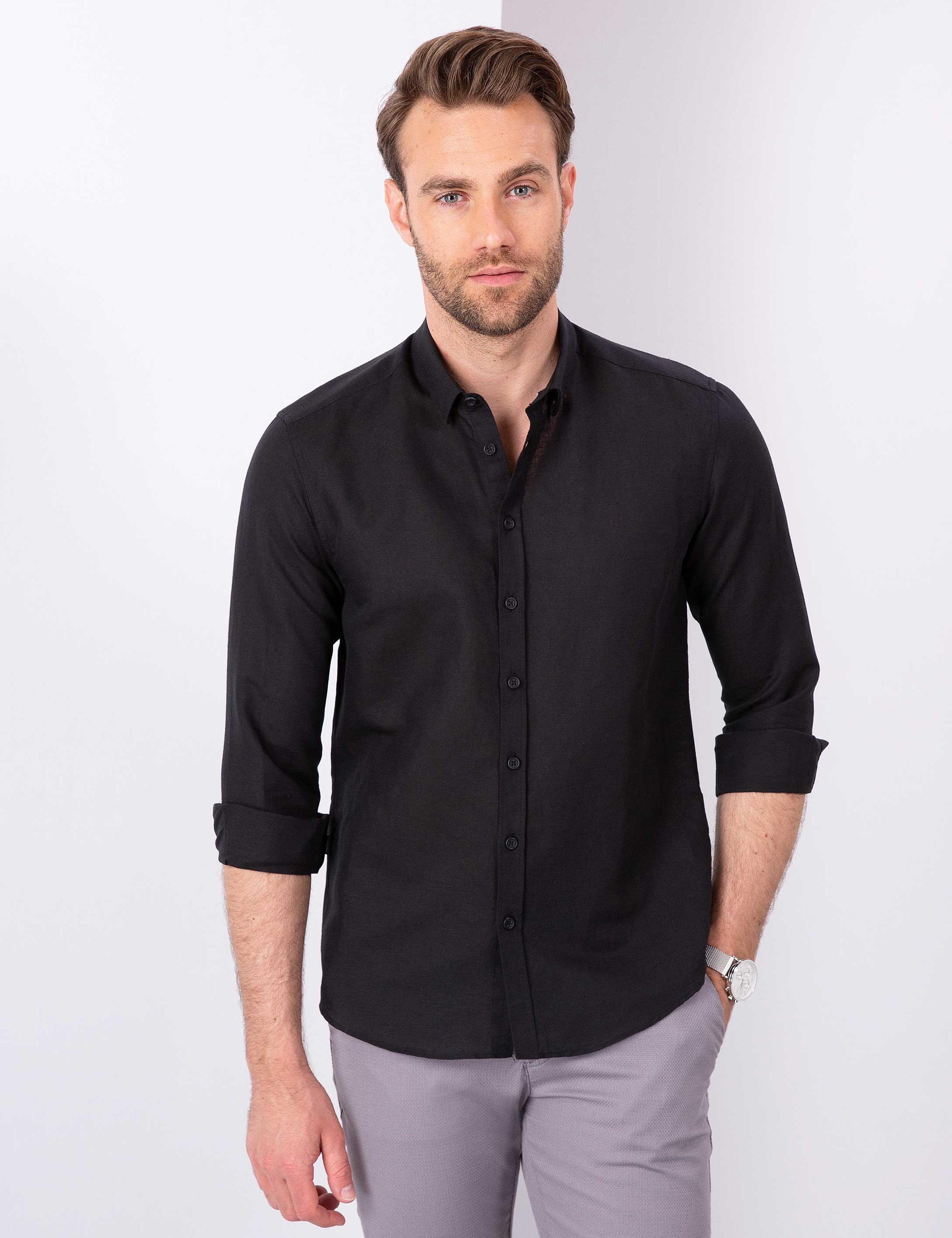 Siyah Slim Fit Gömlek