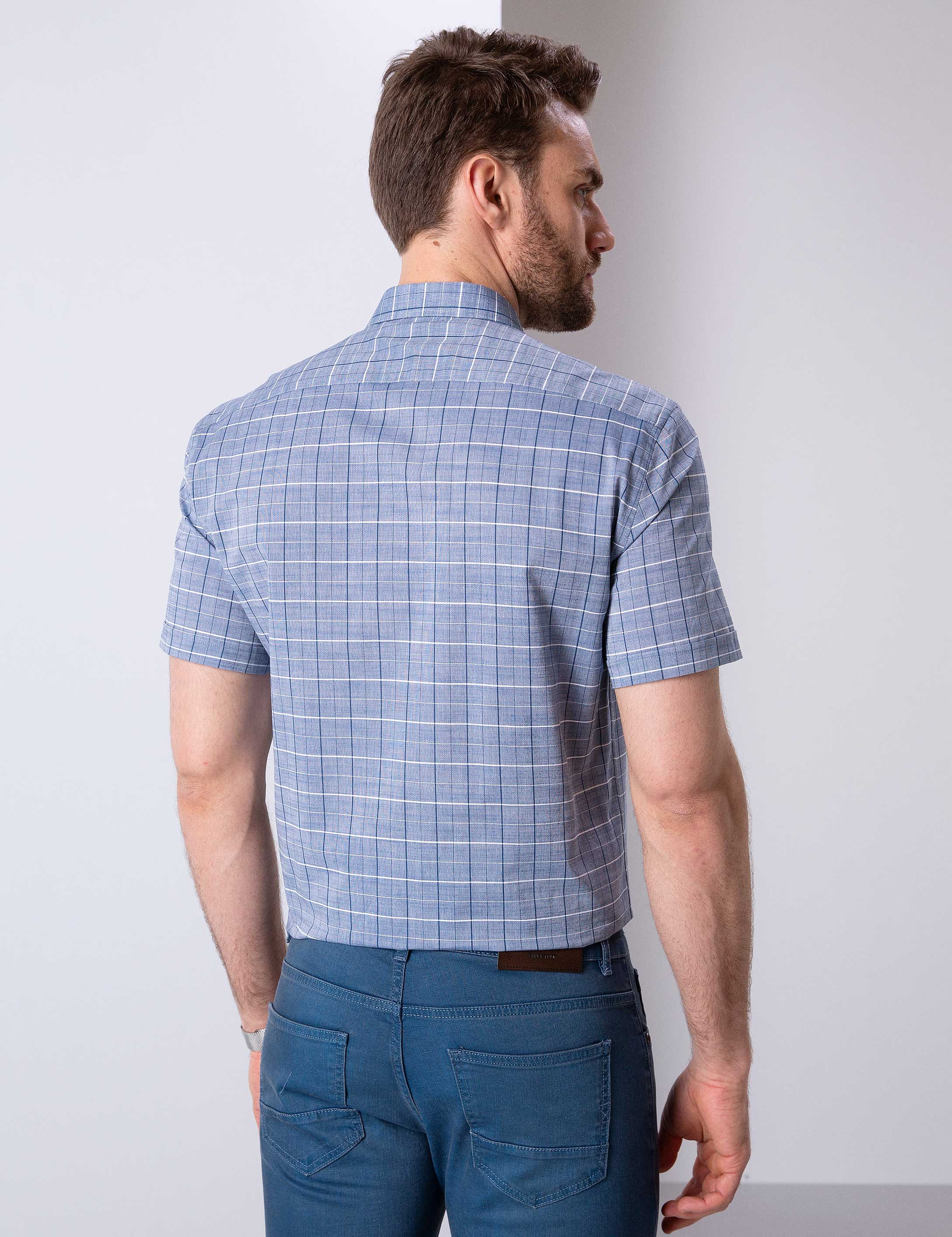 Mavi Regular Fit Kısa Kollu Gömlek - Image 3