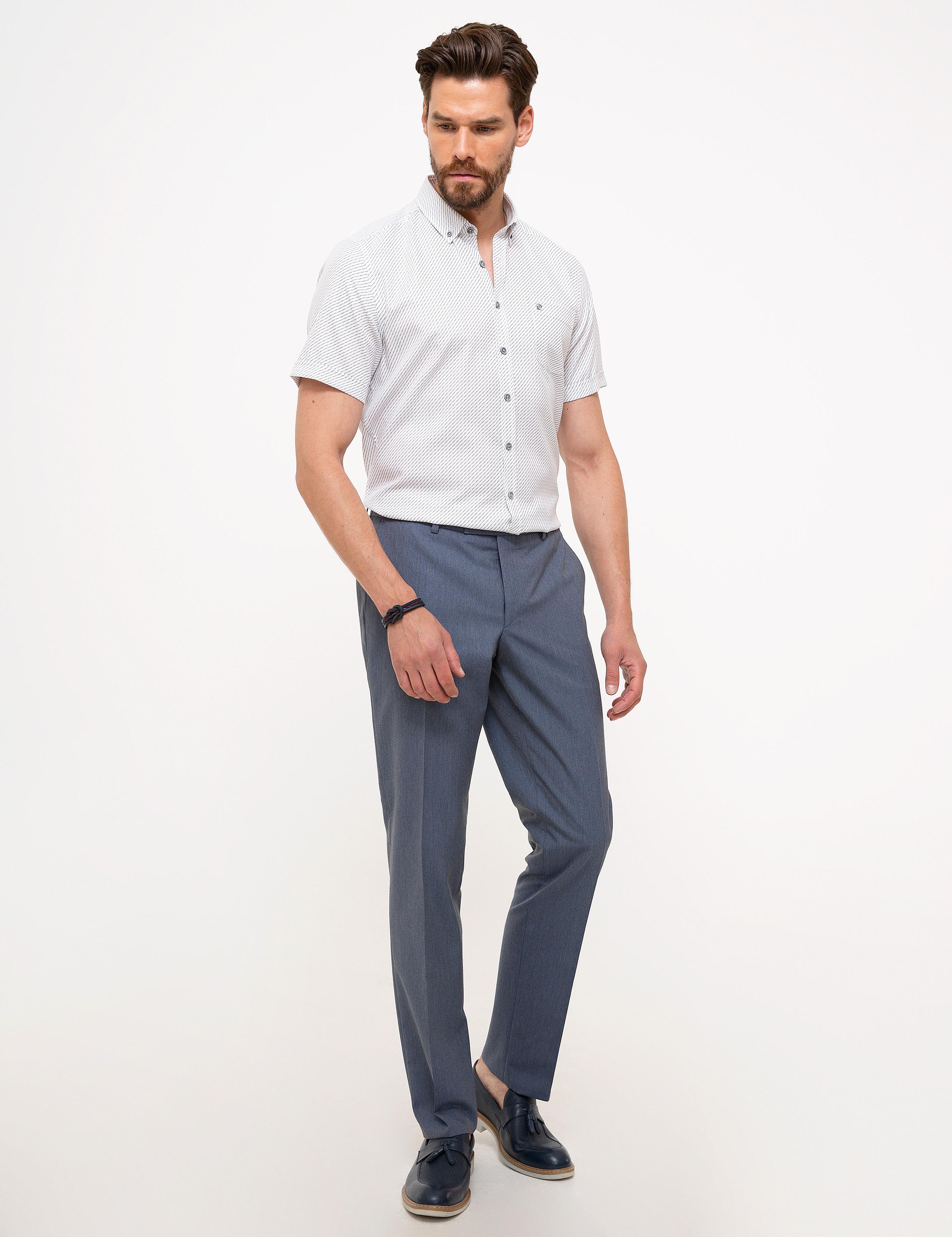 Açık Gri Regular Fit Kısa Kollu Gömlek