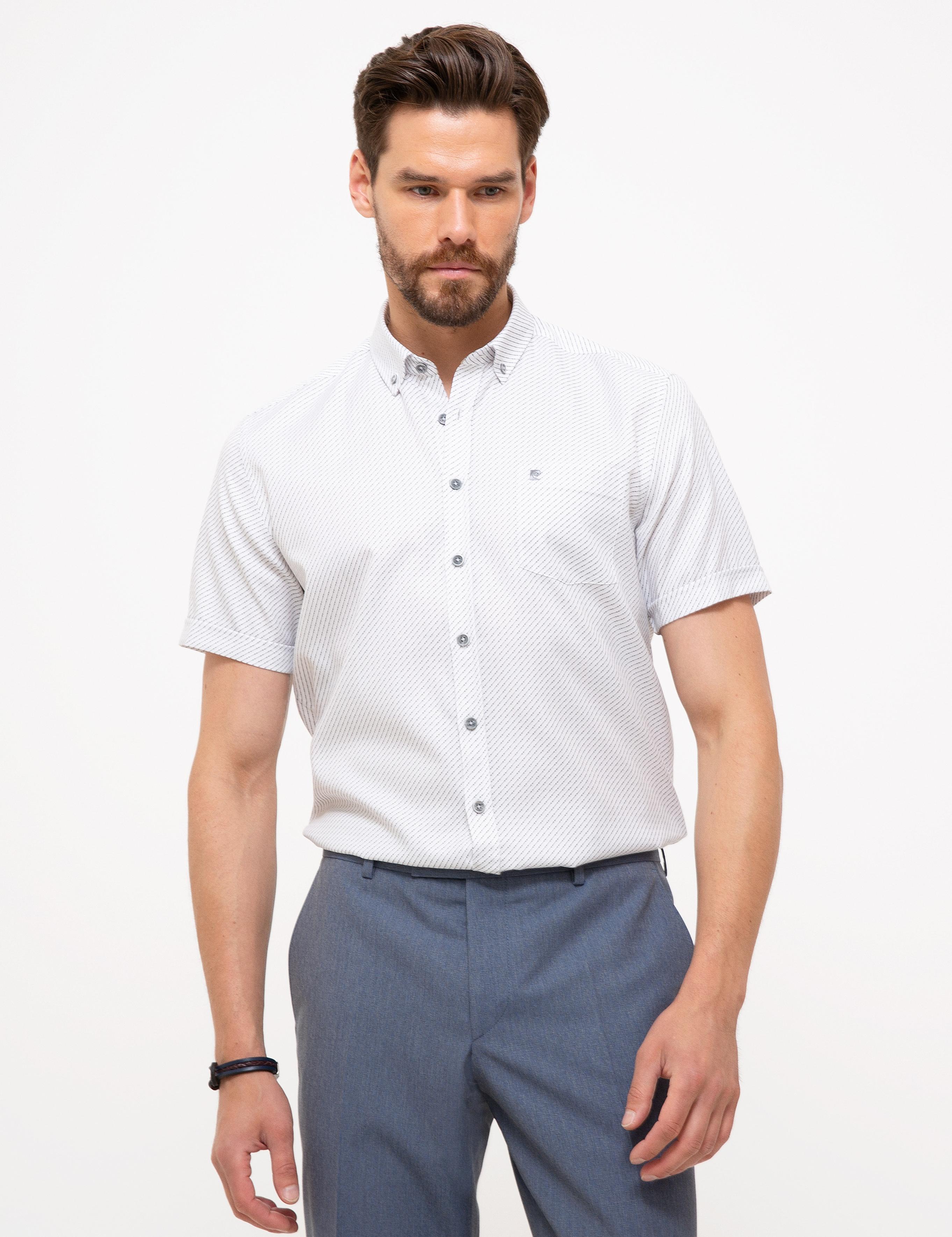 Açık Gri Regular Fit Kısa Kollu Gömlek