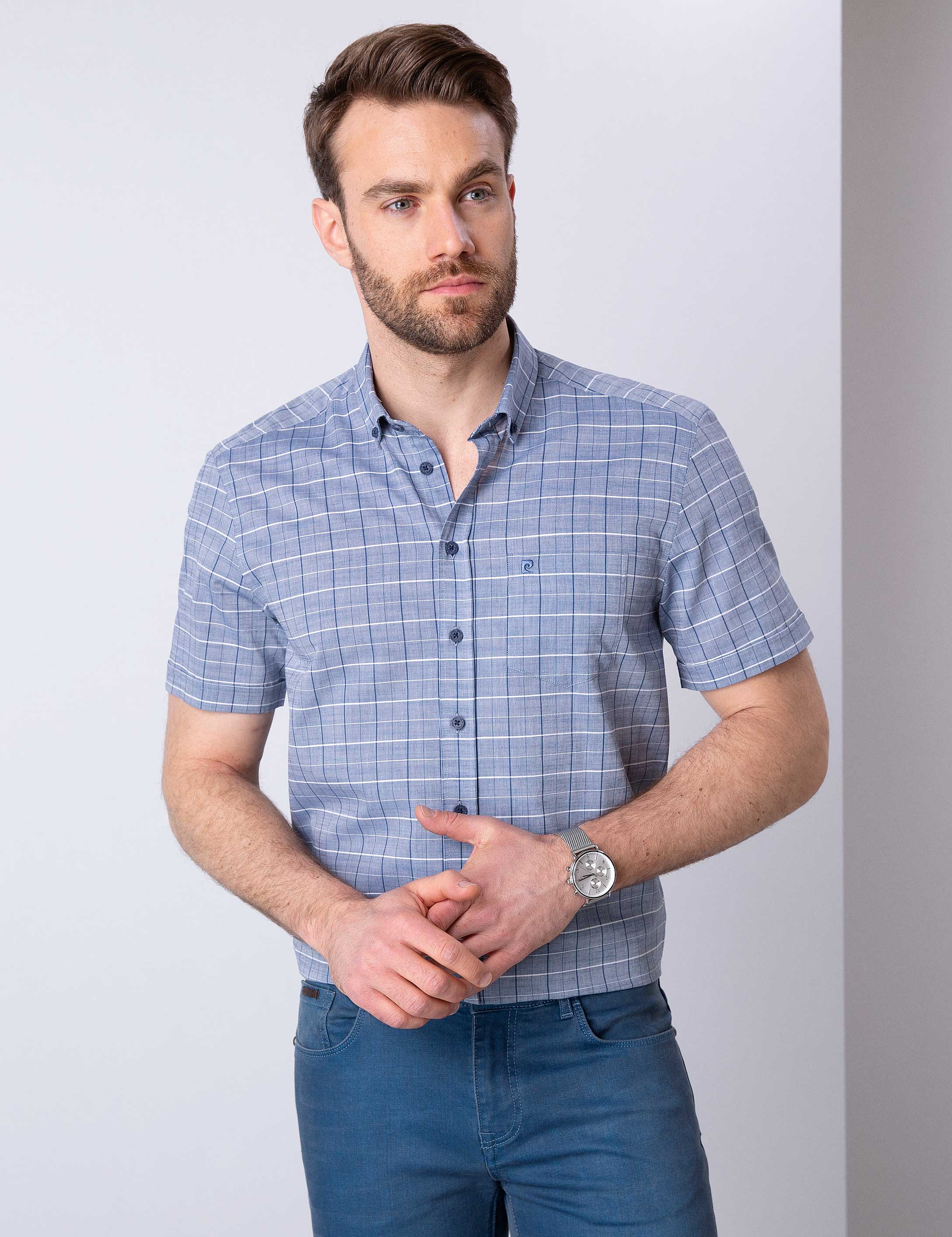 Mavi Regular Fit Kısa Kollu Gömlek - Image 1