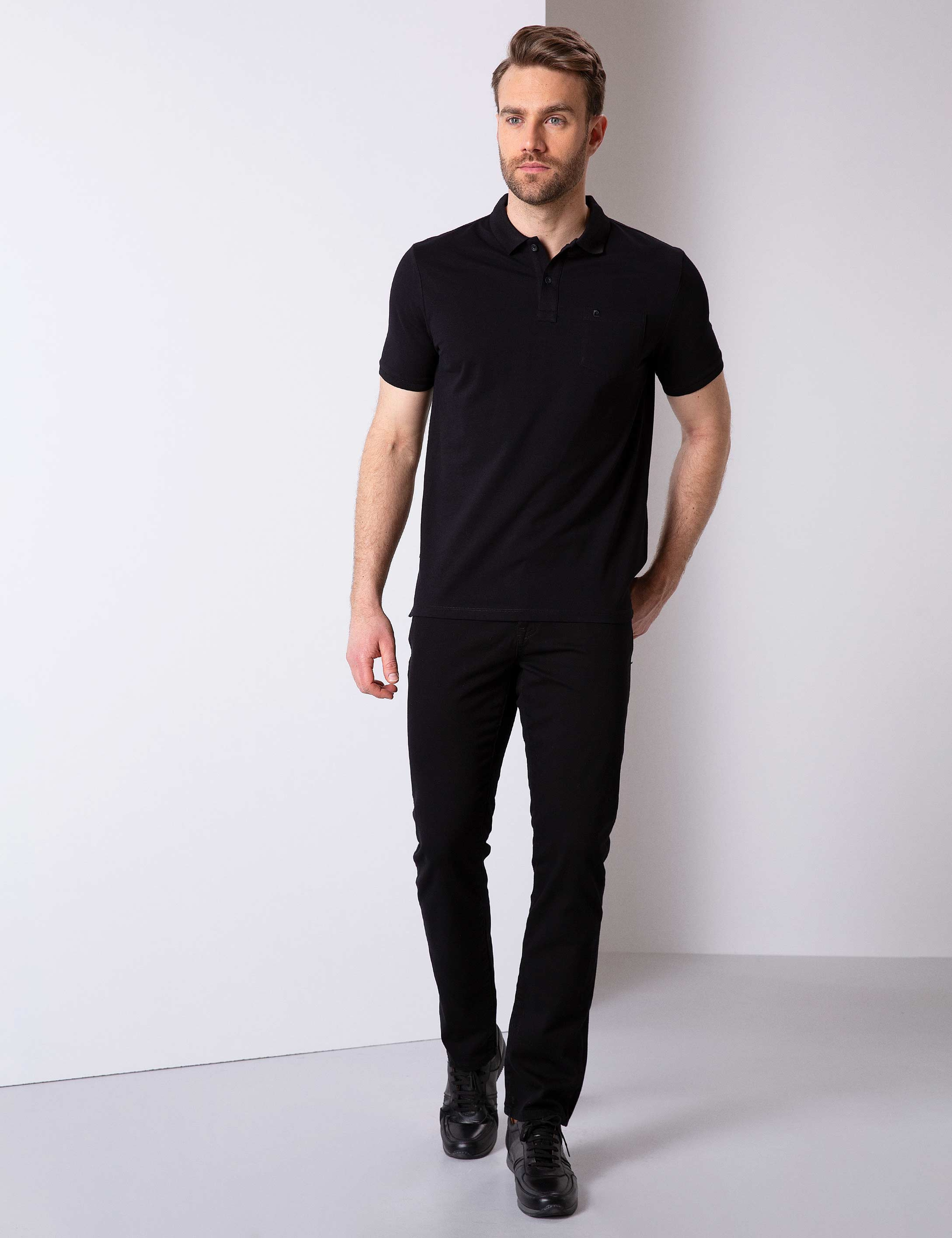 Siyah Regular Fit Basic Polo Yaka T-Shirt