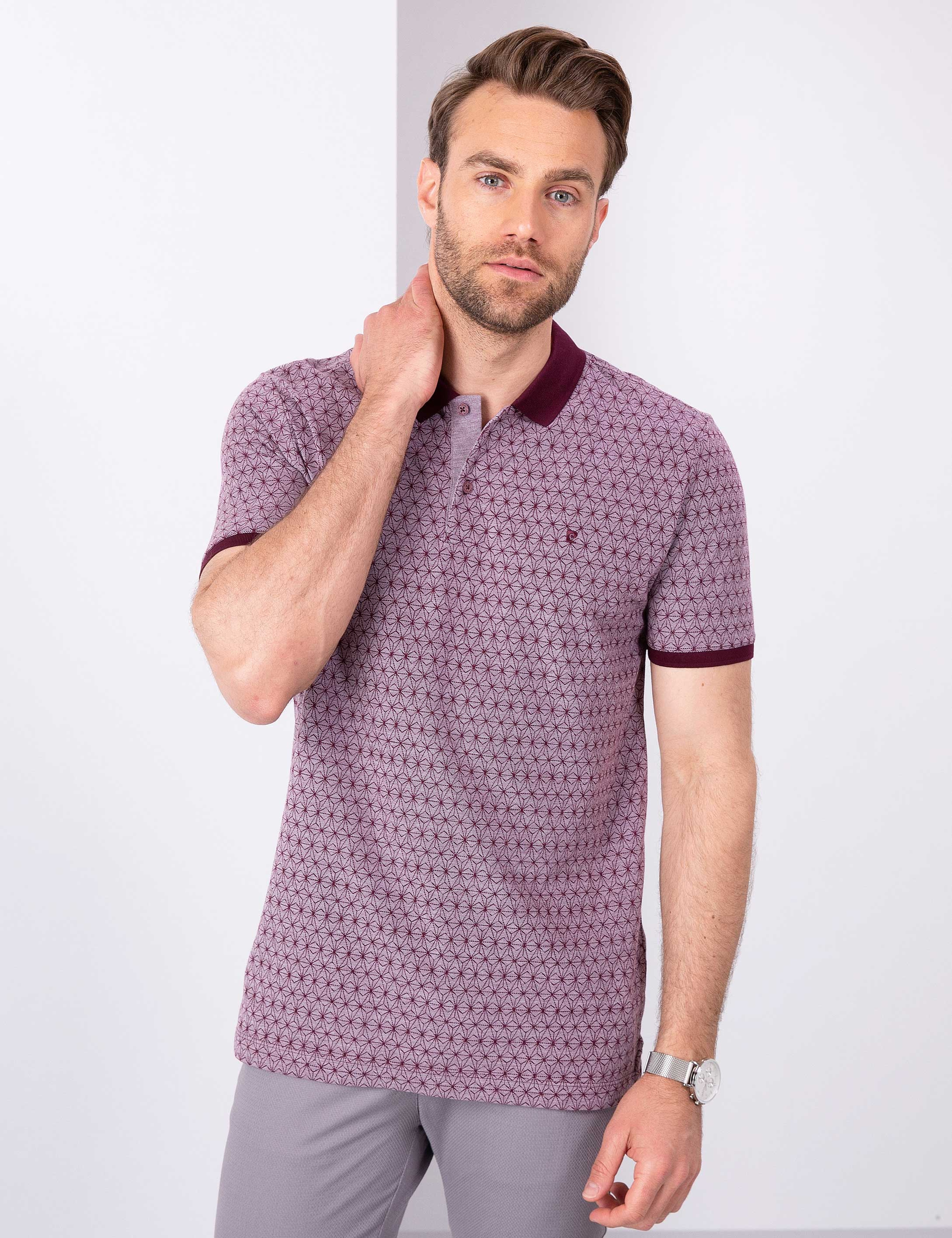 Bordo Slim Fit Polo Yaka T-Shirt - Image 2
