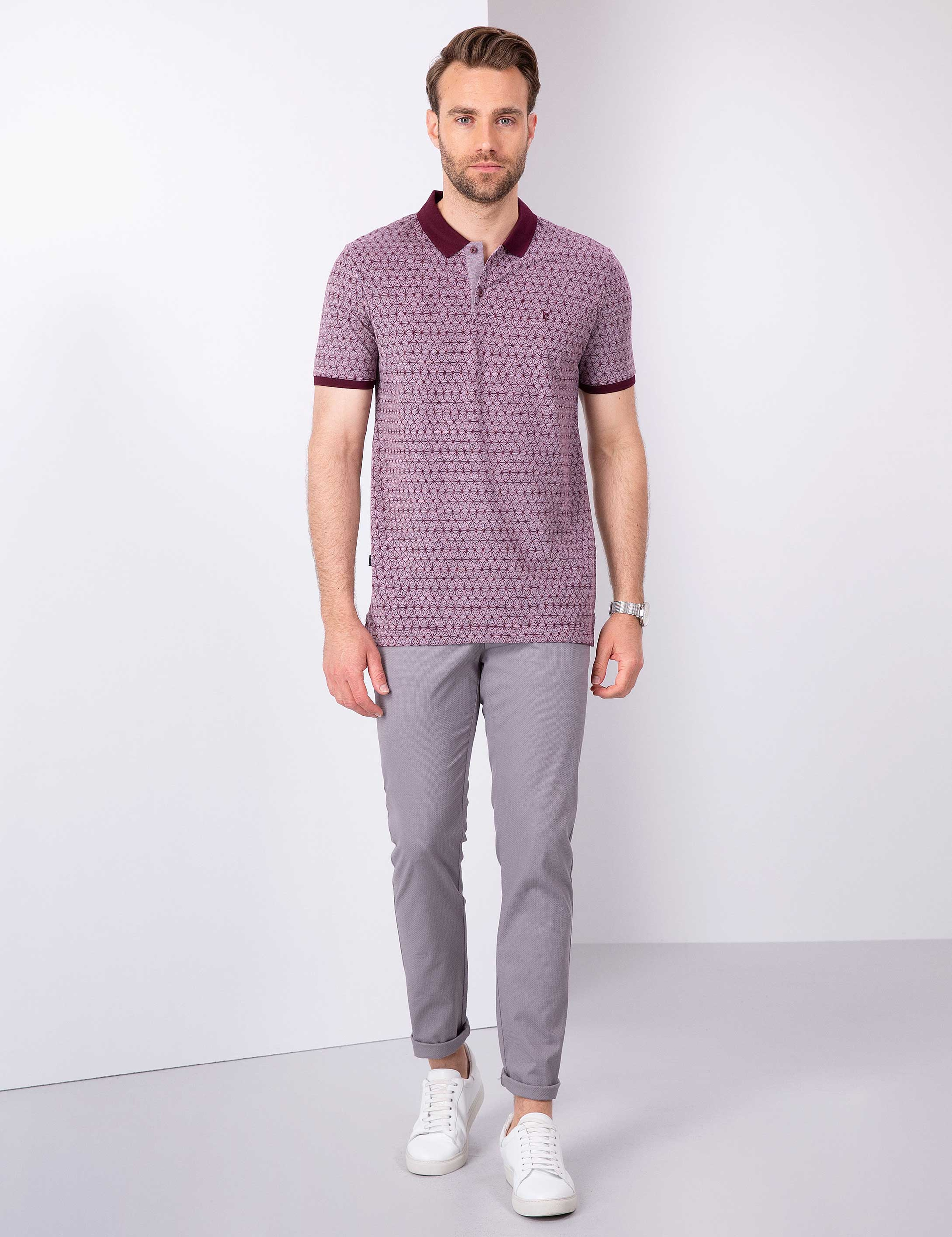 Bordo Slim Fit Polo Yaka T-Shirt - Image 4