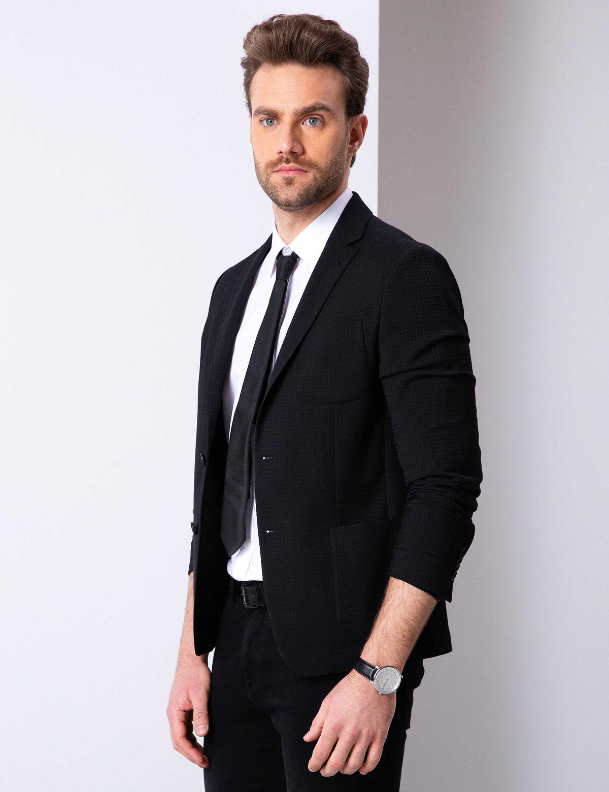 Siyah Ekstra Slim Fit Ceket - 50205393068