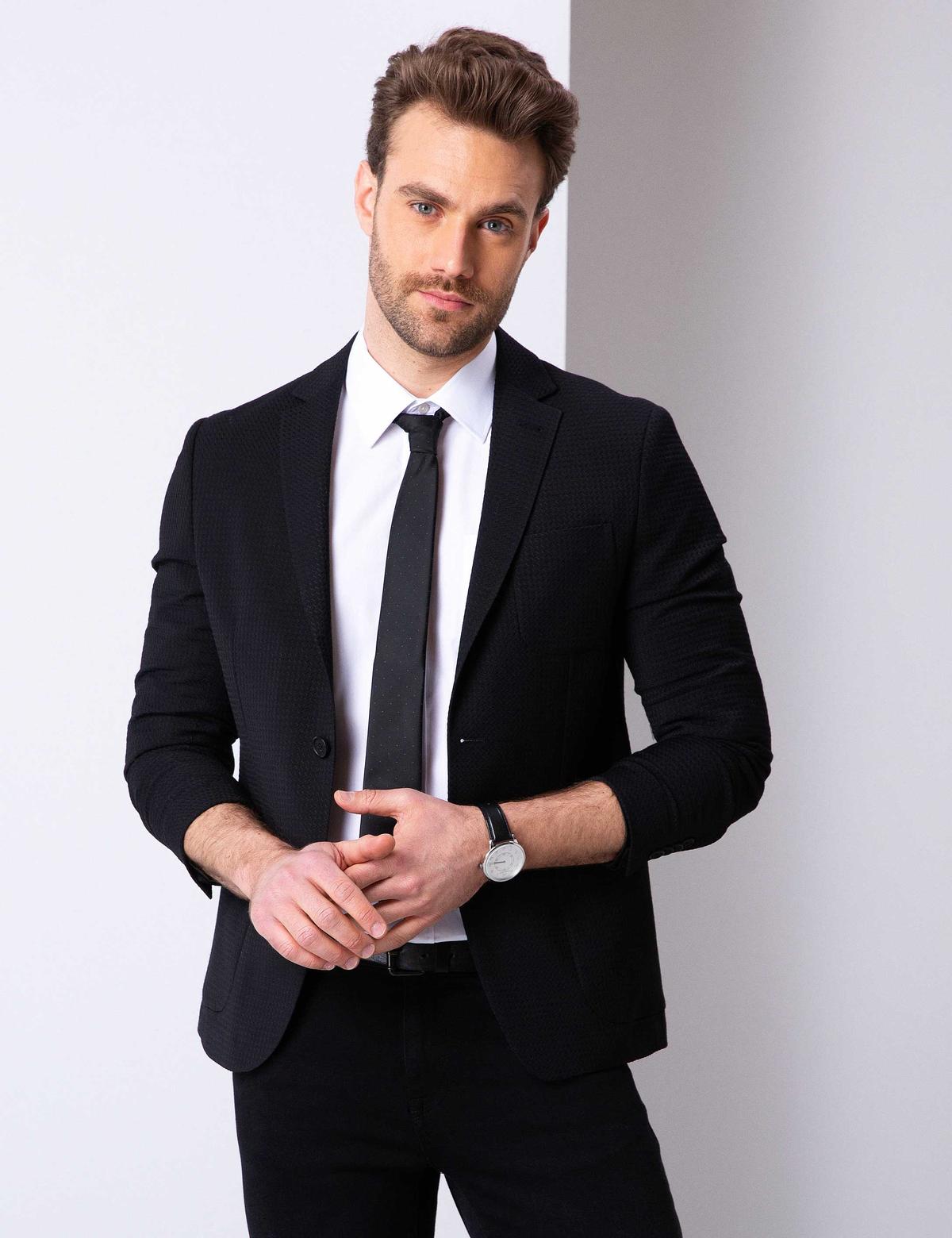 Siyah Ekstra Slim Fit Ceket