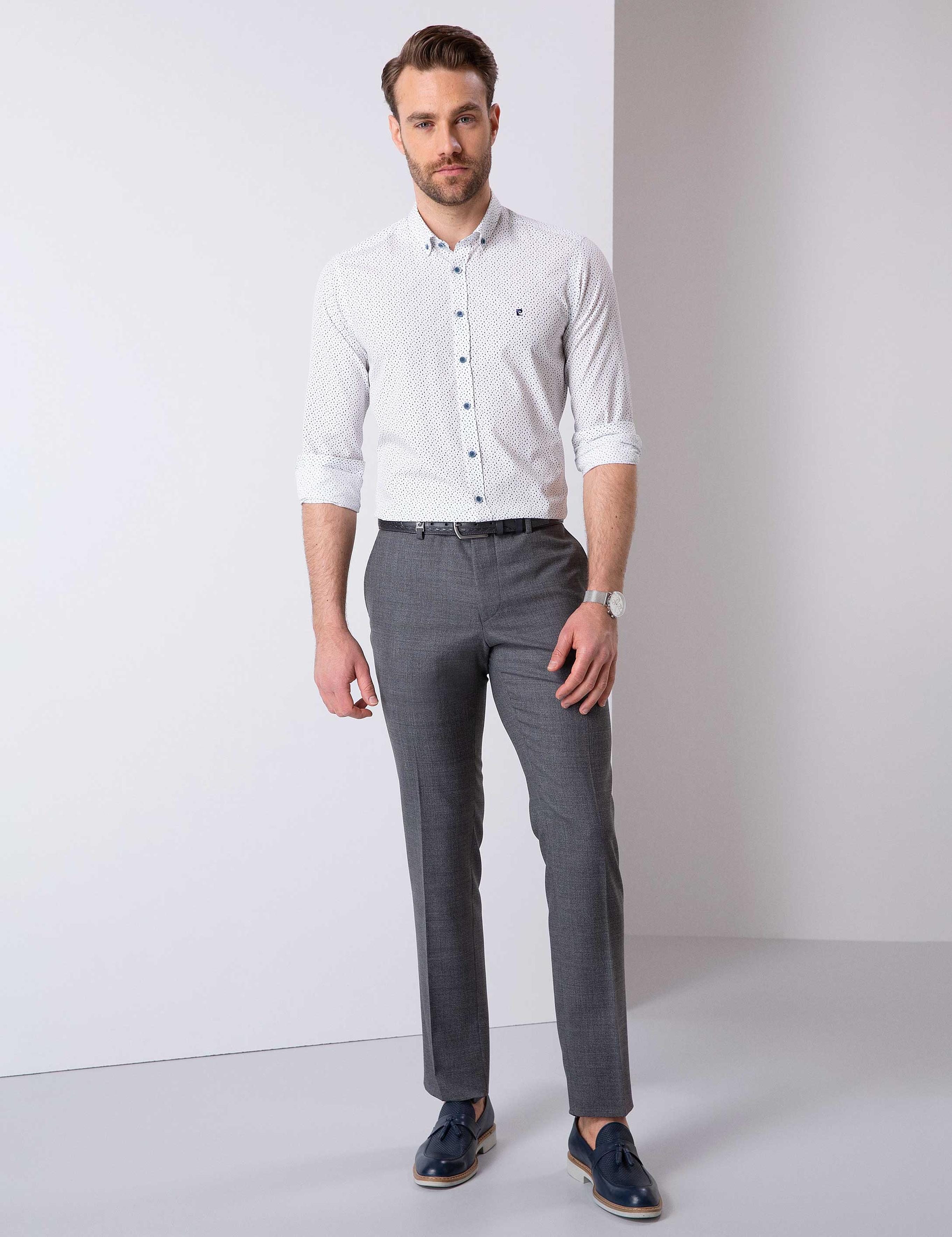 Gri Slim Fit Pantolon