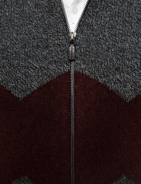 Gri Slim Fit Yün Karışımlı Fermuarlı Triko Hırka - 50208779013