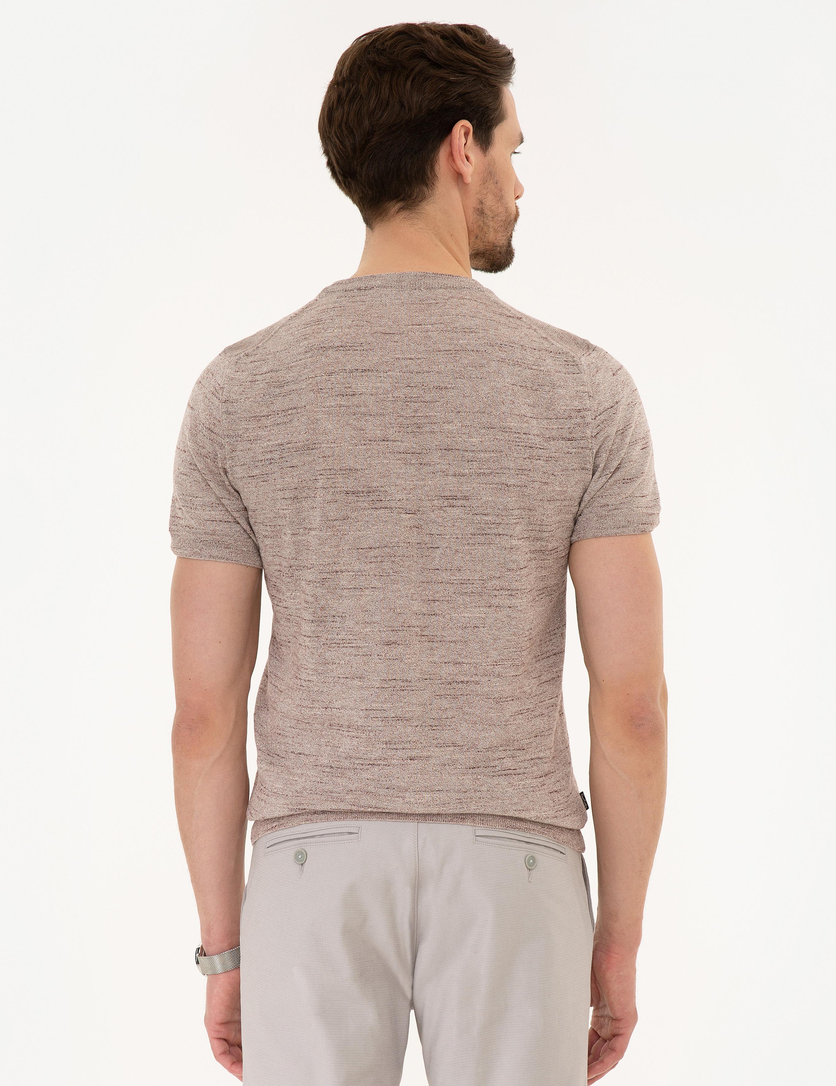 Gül Kurusu Slim Fit Bisiklet Yaka Triko Tişört