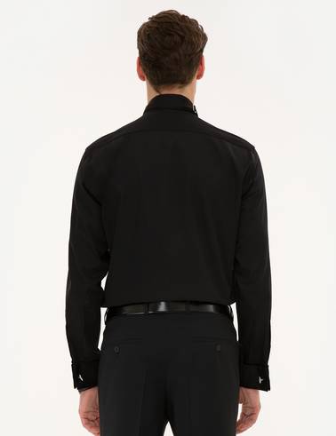 Siyah Slim Fit Smokin Gömlek