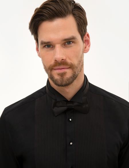 Siyah Slim Fit Smokin Gömlek - 50223005020