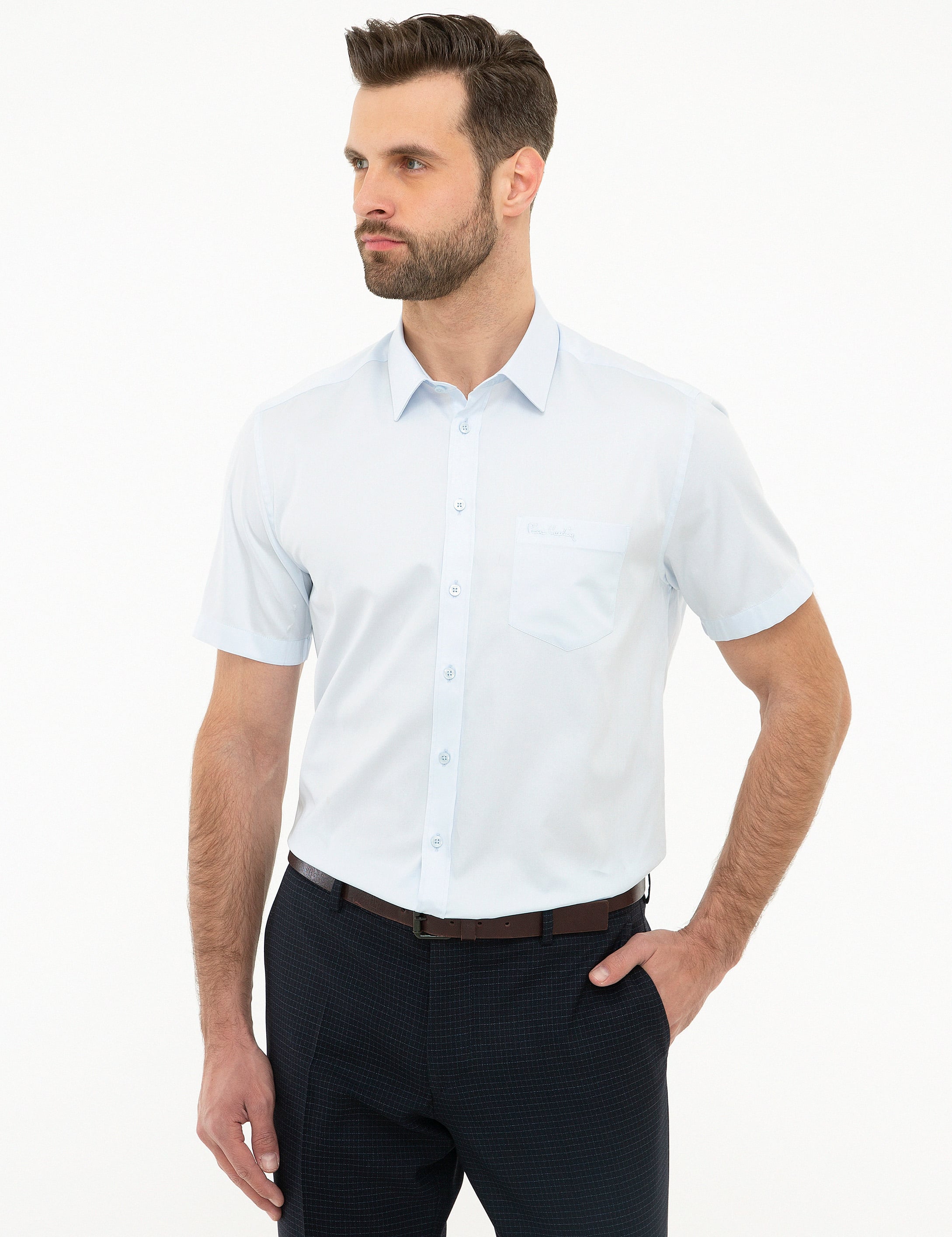 Açık Mavi Regular Fit Kısa Kollu Gömlek
