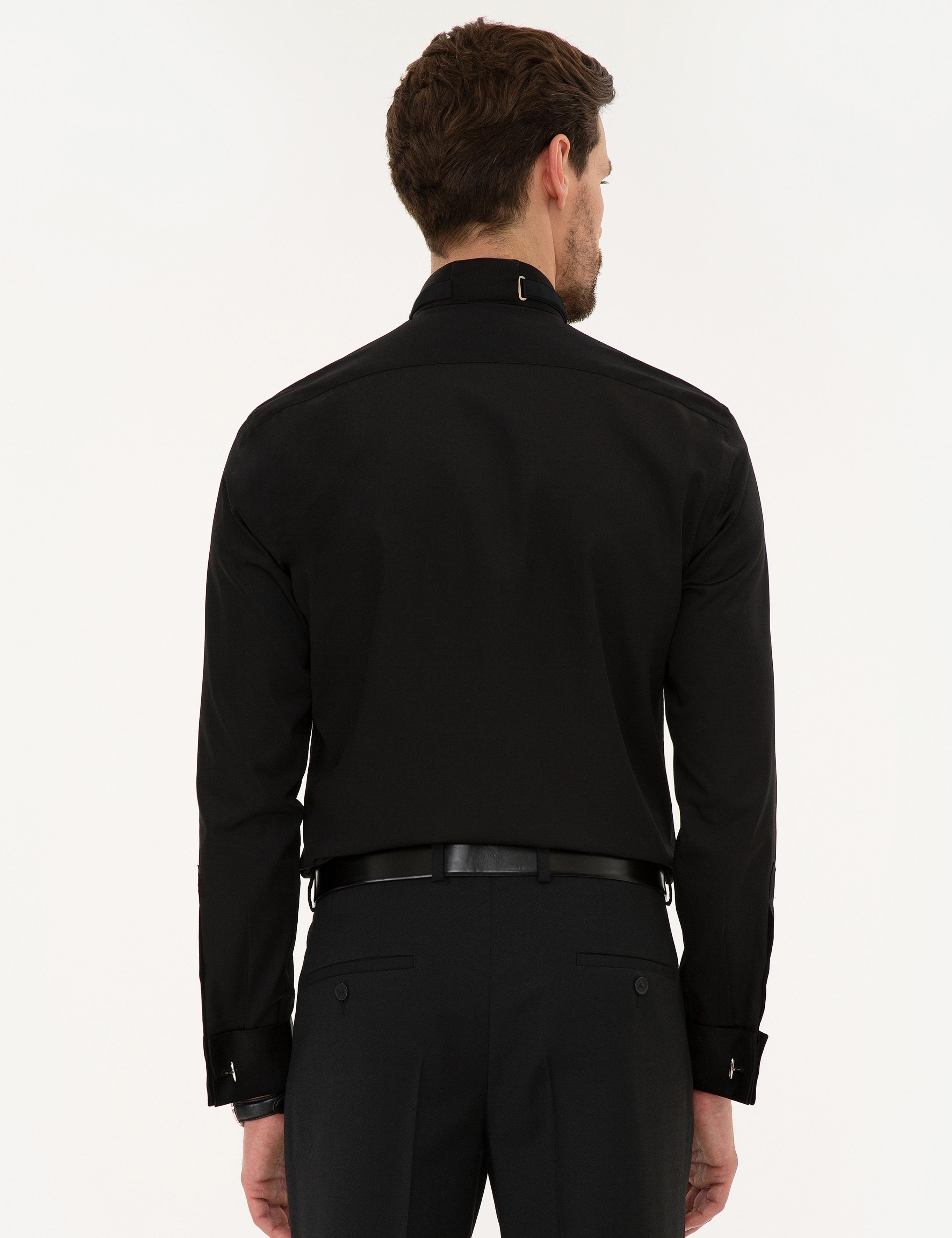 Siyah Slim Fit Smokin Gömlek