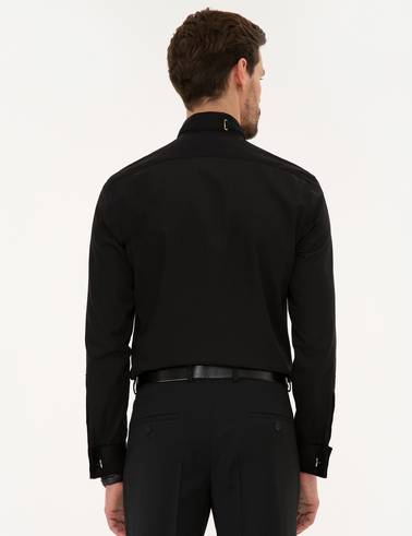 Siyah Slim Fit Smokin Gömlek