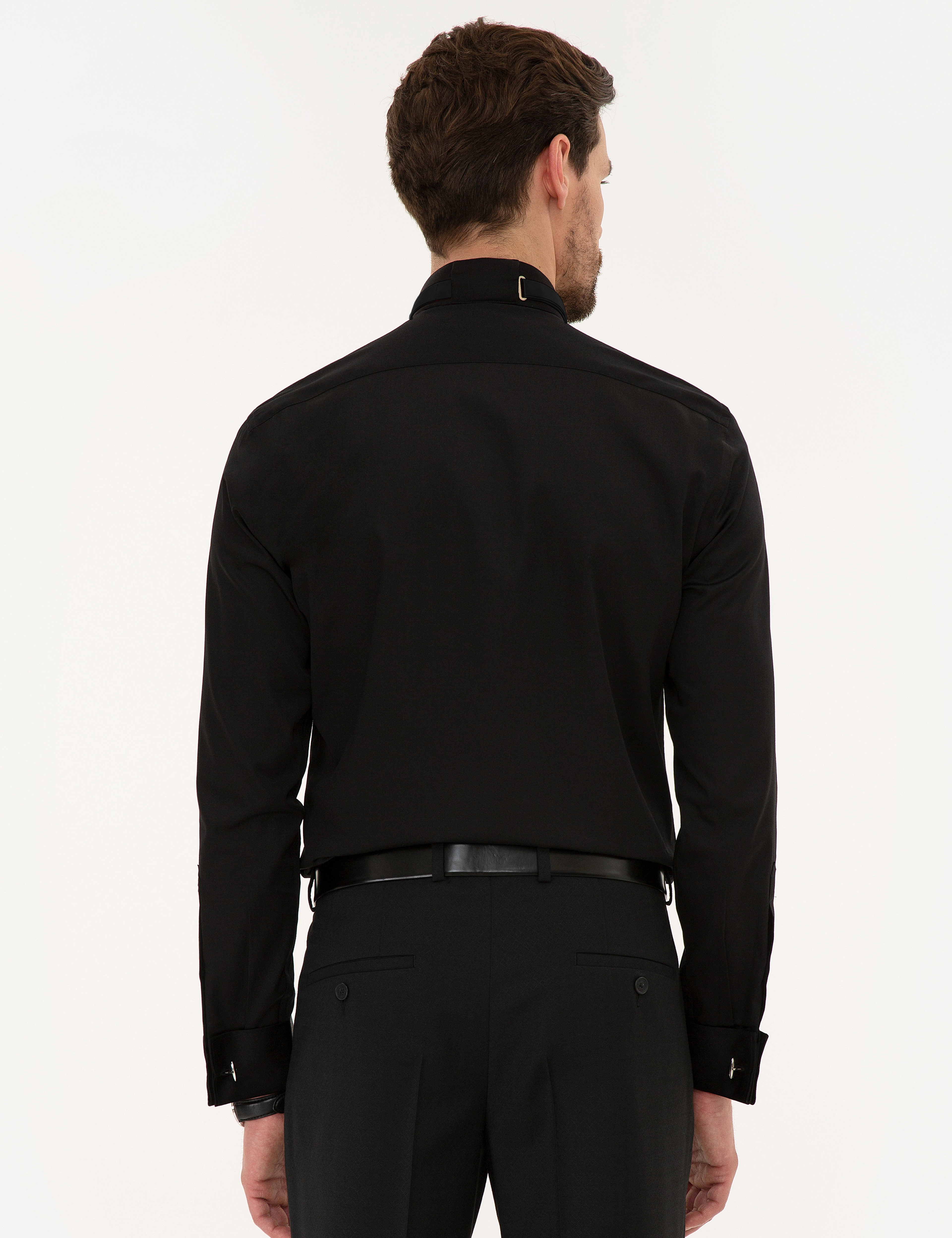 Siyah Slim Fit Smokin Gömlek