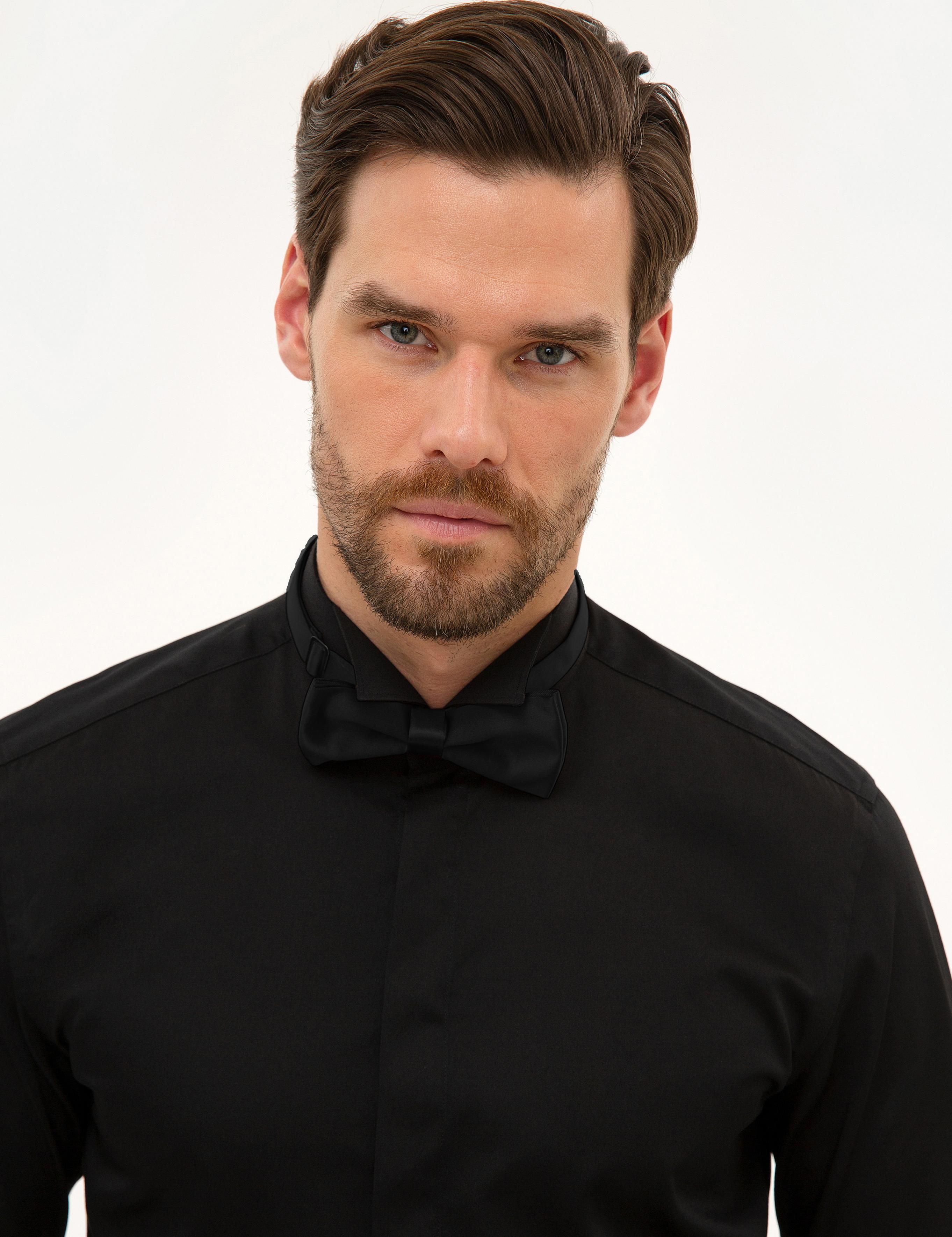 Siyah Slim Fit Smokin Gömlek